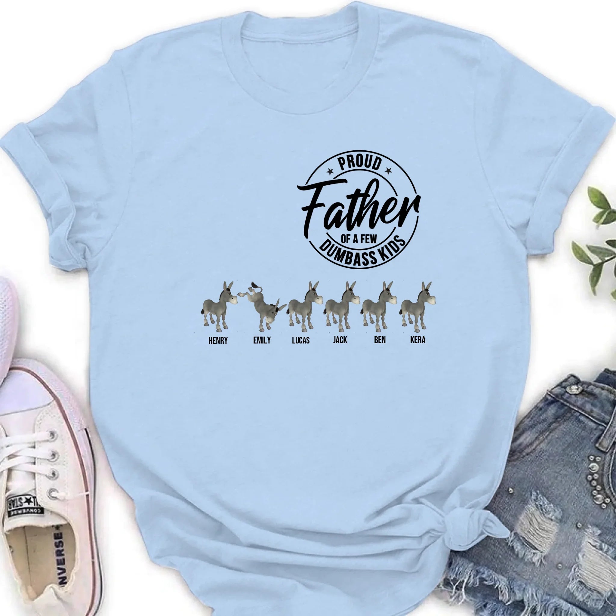 Personalized Donkey T-Shirt - Gift Idea For Mother/Father - Proud Father Of A Few Dumbass Kids