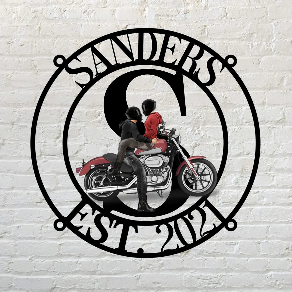 Personalized Family Last Name Metal Sign For Motorcycle Couple - Gift Idea For Couple/ Husband And Wife