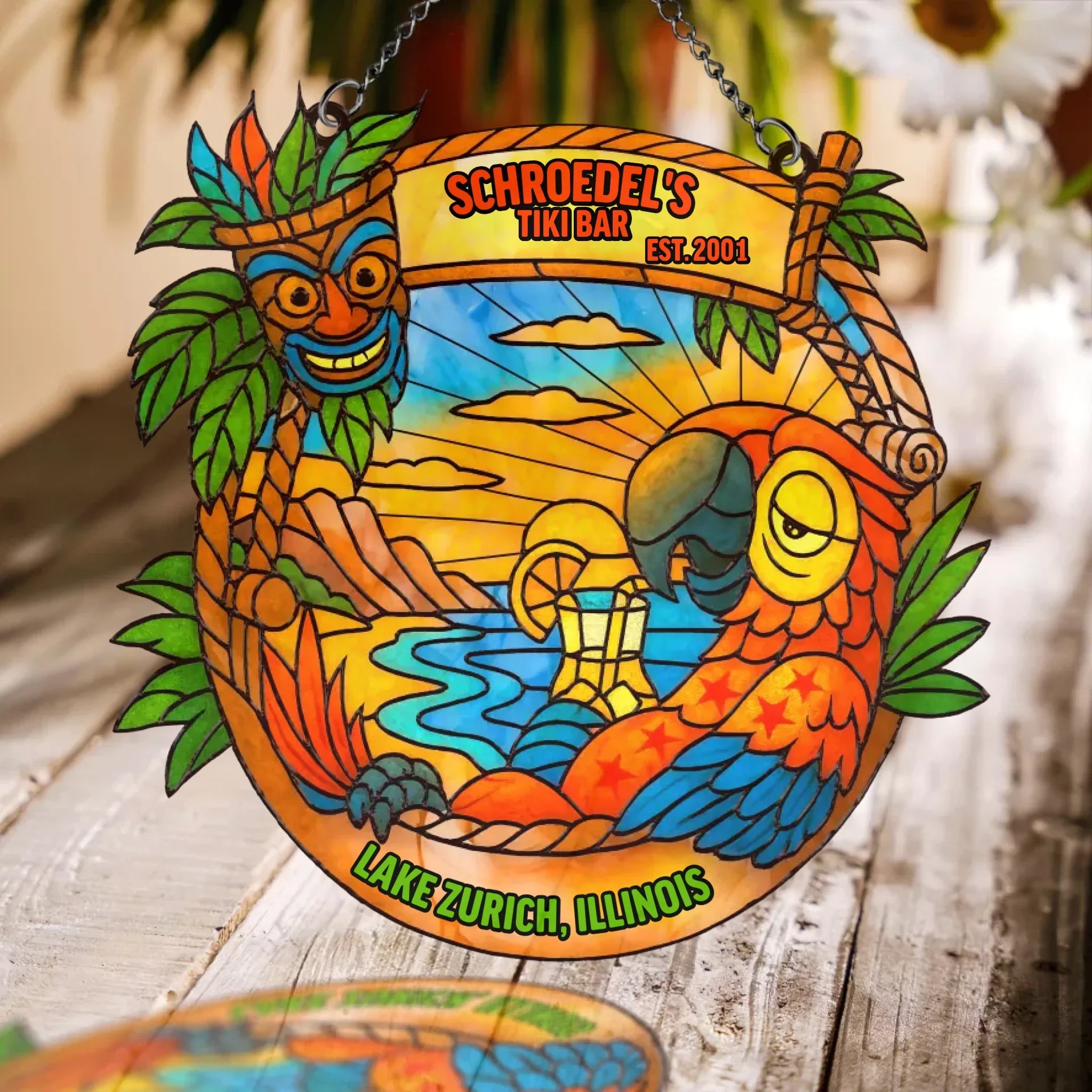 Personalized Tiki Bar Suncatcher - Summer Gift Idea for Family