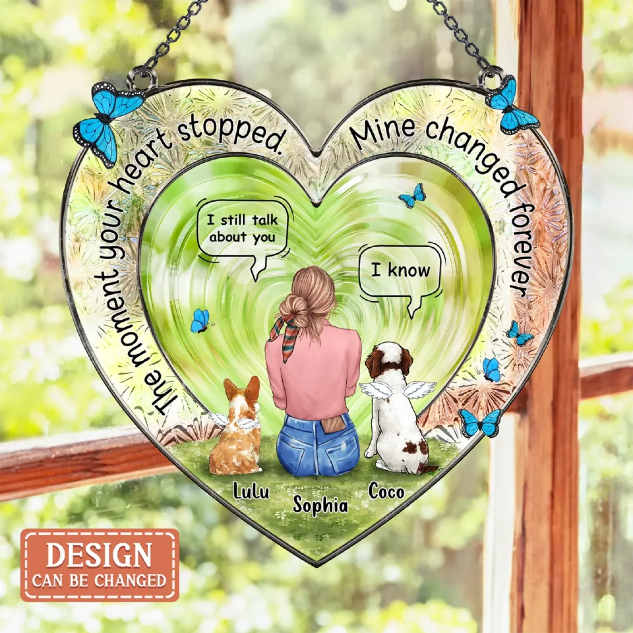 Personalized Memorial Pet Suncatcher - Memorial Gift Idea For Dogs/ Cats/ Rabits Lover - The Moment Your Heart Stopped Mine Changed Forever