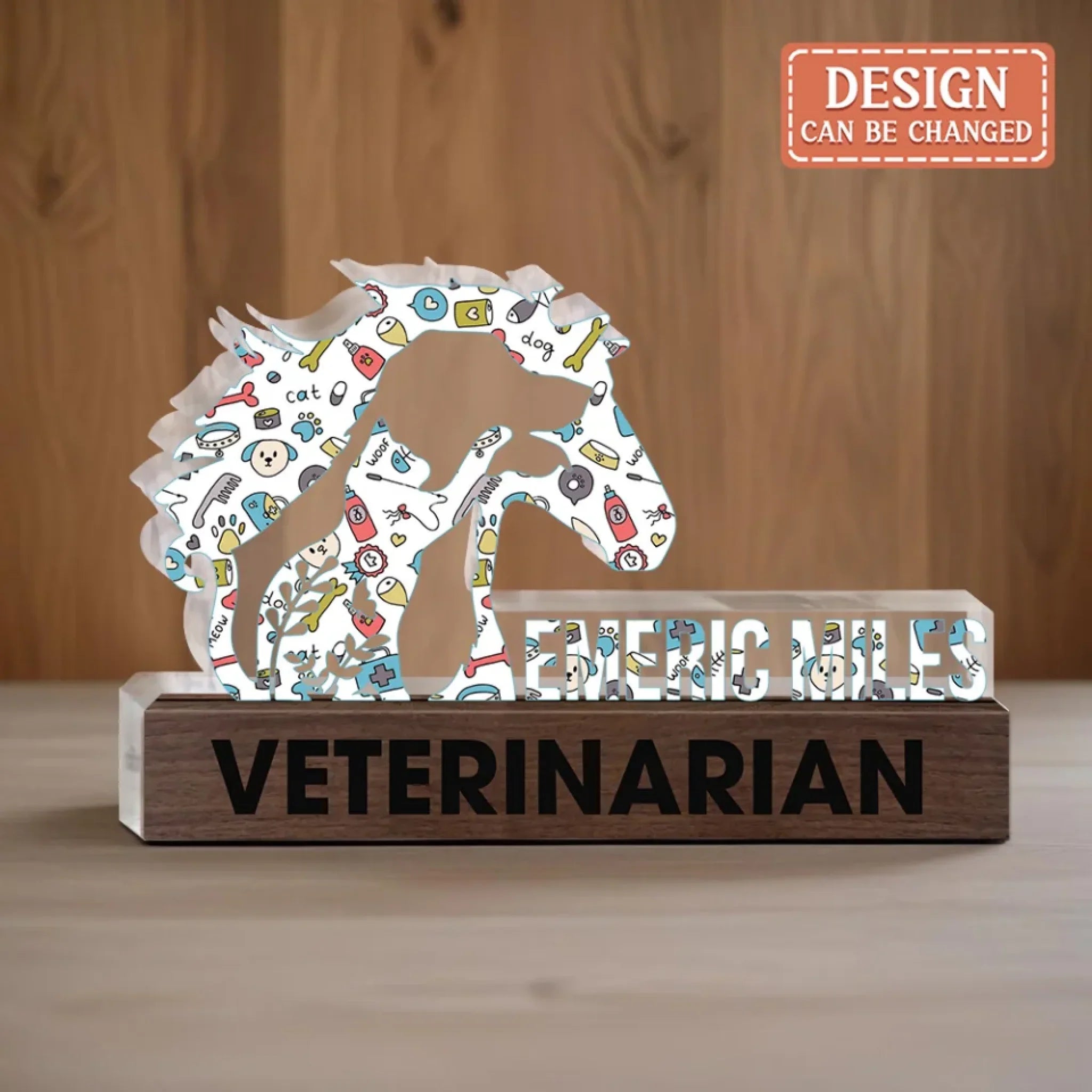 Personalized Vet Tech Name Plate Office Acrylic Plaque - Veterinarian Gift Idea