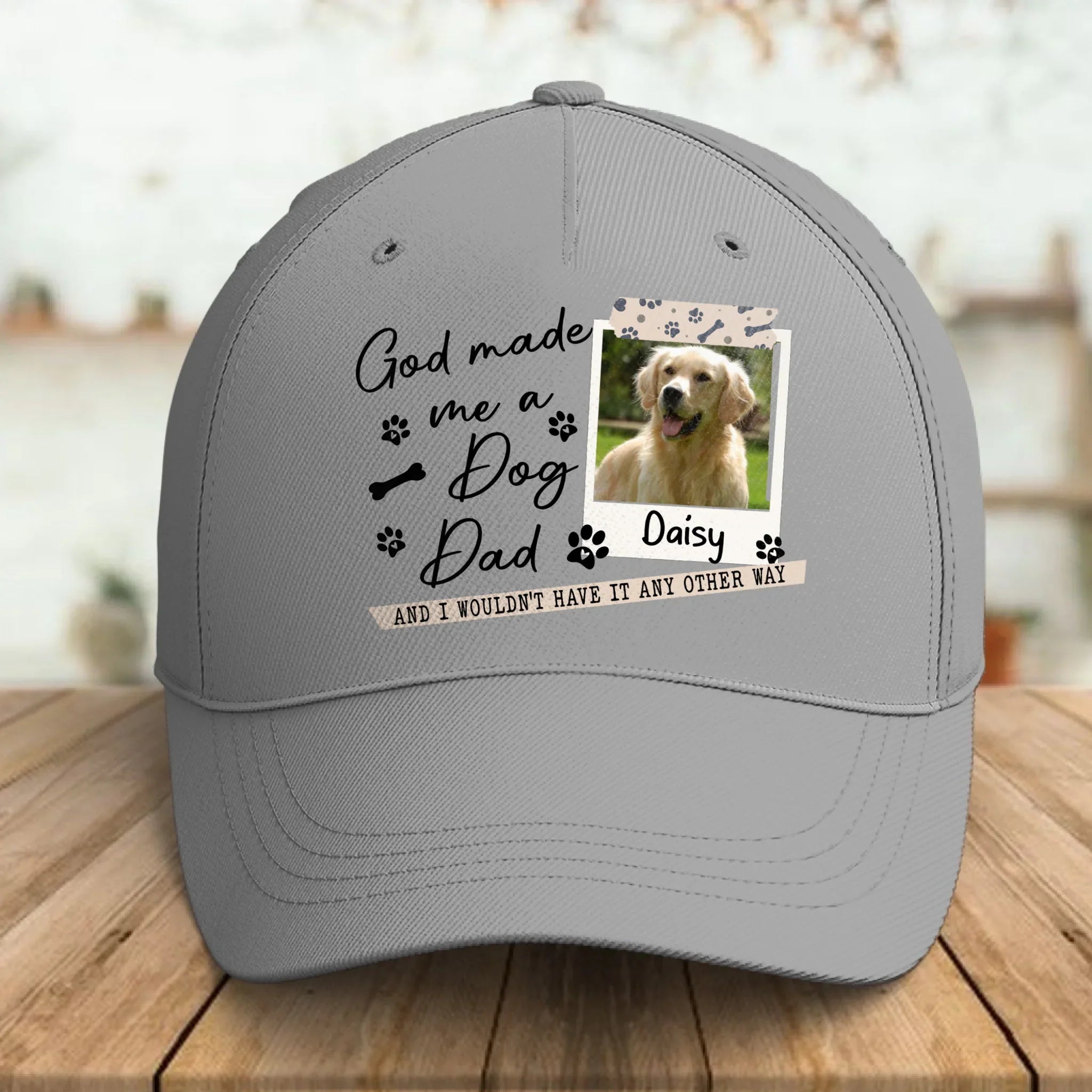 Personalized Dog Photo Baseball Cap - Gift Idea For Dog Dad/Dog Lovers - God Made Me A Dog Dad