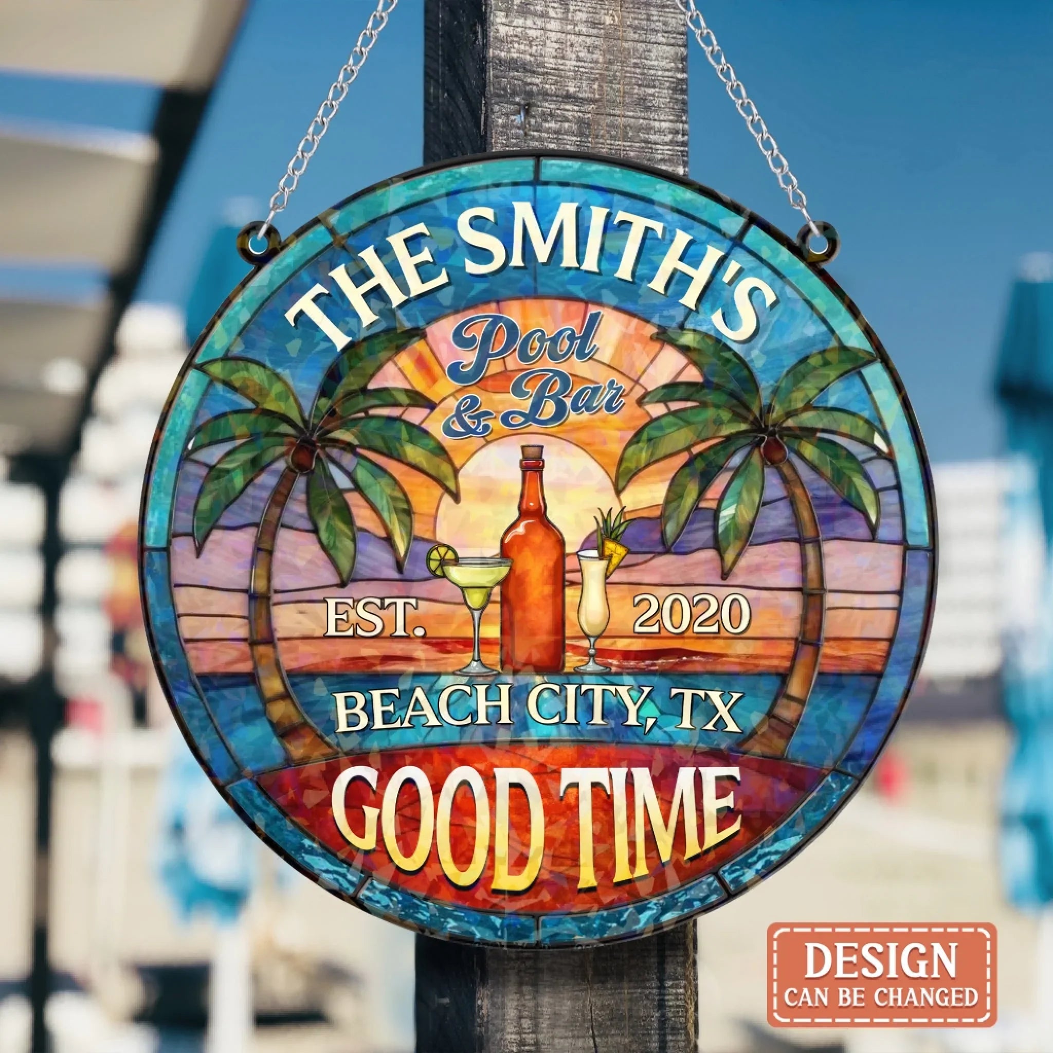 Personalized Poolside Acrylic Suncatcher - Summer Gift Idea