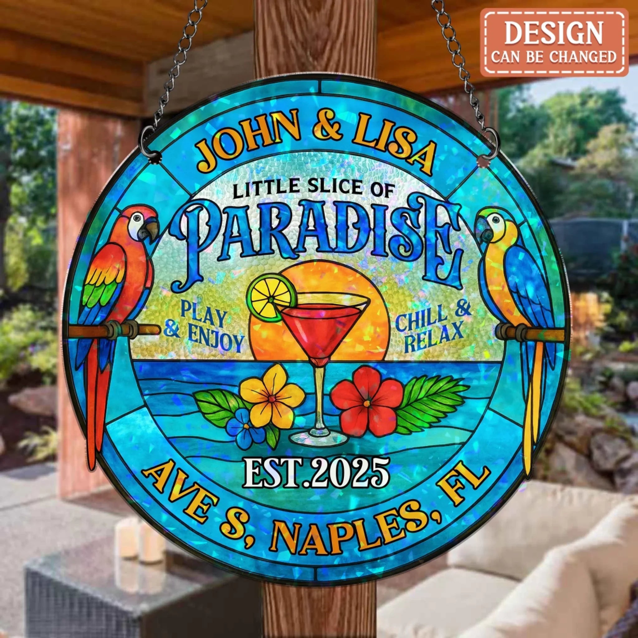 Personalized Patio/Poolside Acrylic Suncatcher - Summer Gift Idea - Little Slice Of Paradise
