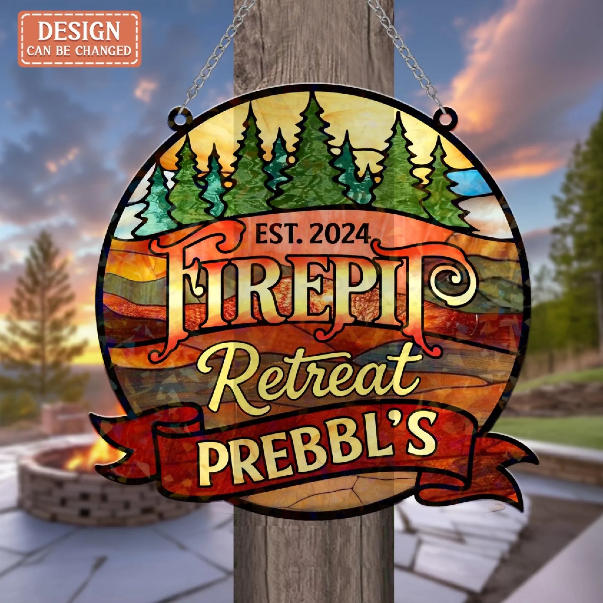 Personalized Patio Acrylic Suncatcher - Summer Gift Idea - Firepit Retreat
