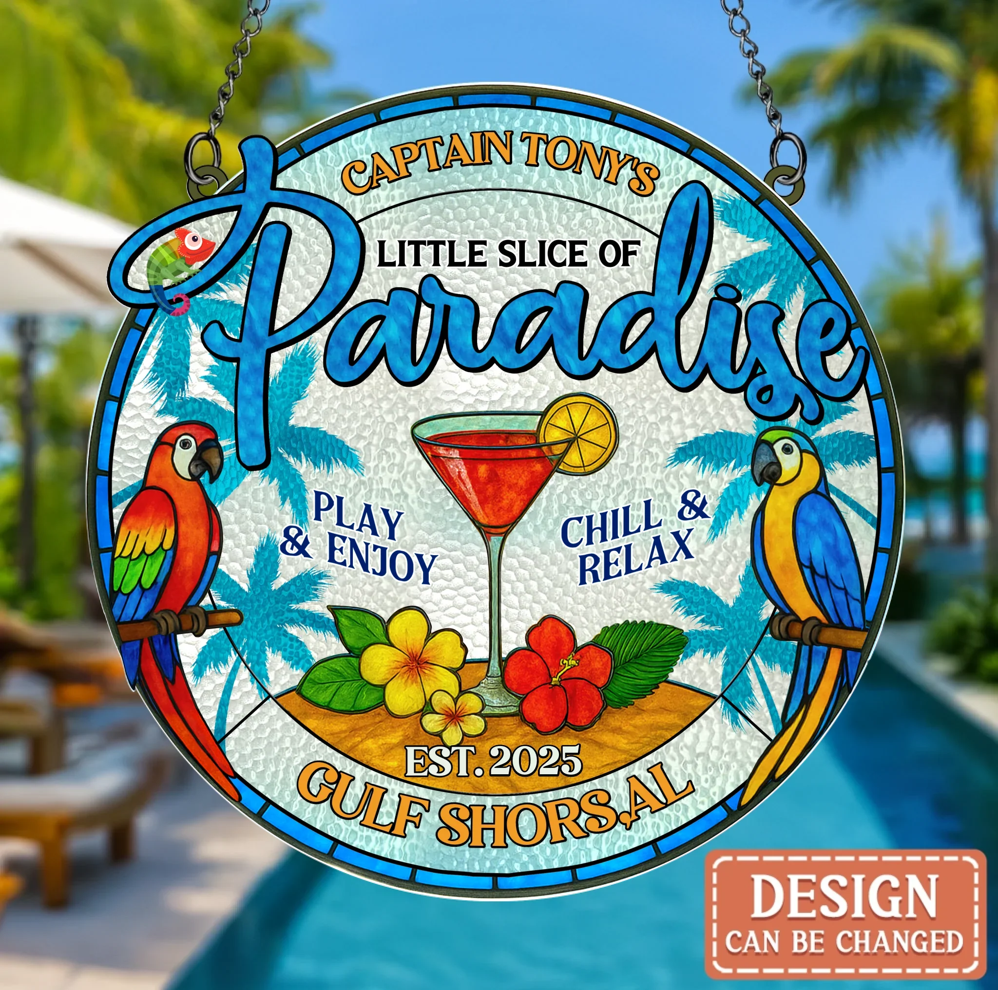 Custom Personalized Paradise Acrylic Suncatcher - Summer Gift Idea