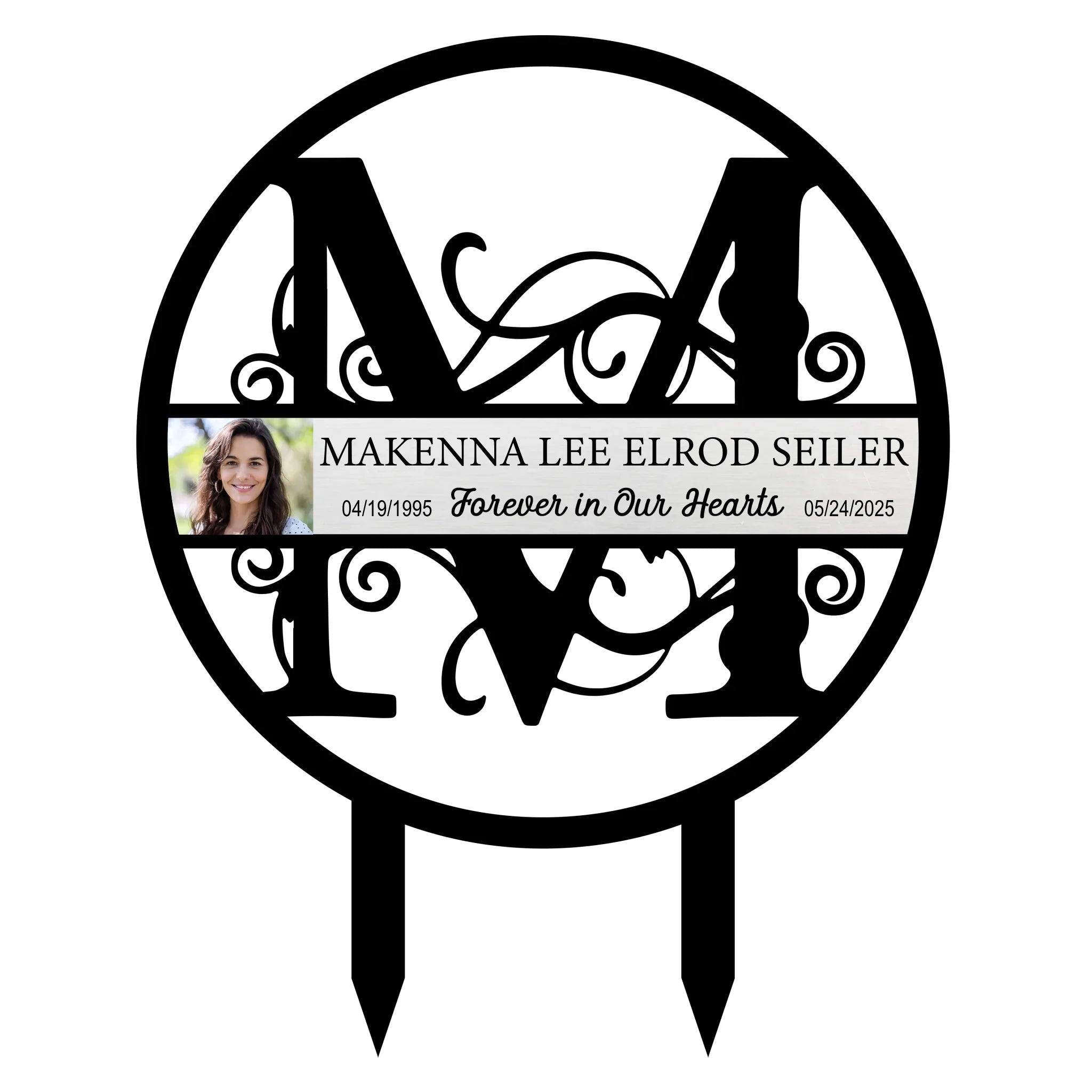 Personalized Memorial Yard Metal Sign - Memorial Gift Idea - Upload Photo - Forever In Our Hearts