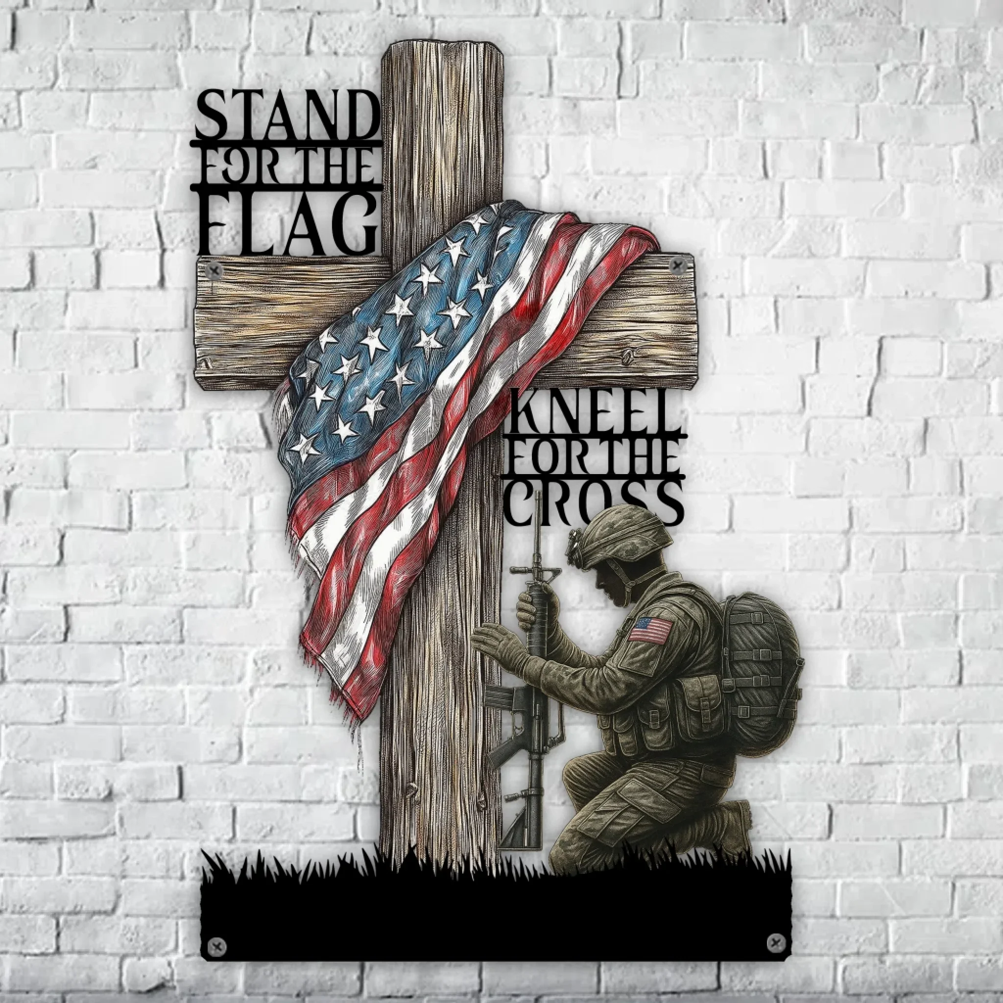 Veteran Metal Sign - Stand For The Flag Kneel For The Cross – Patriotic Veteran Decor - Gift Idea For Memorial Day/ Independence Day