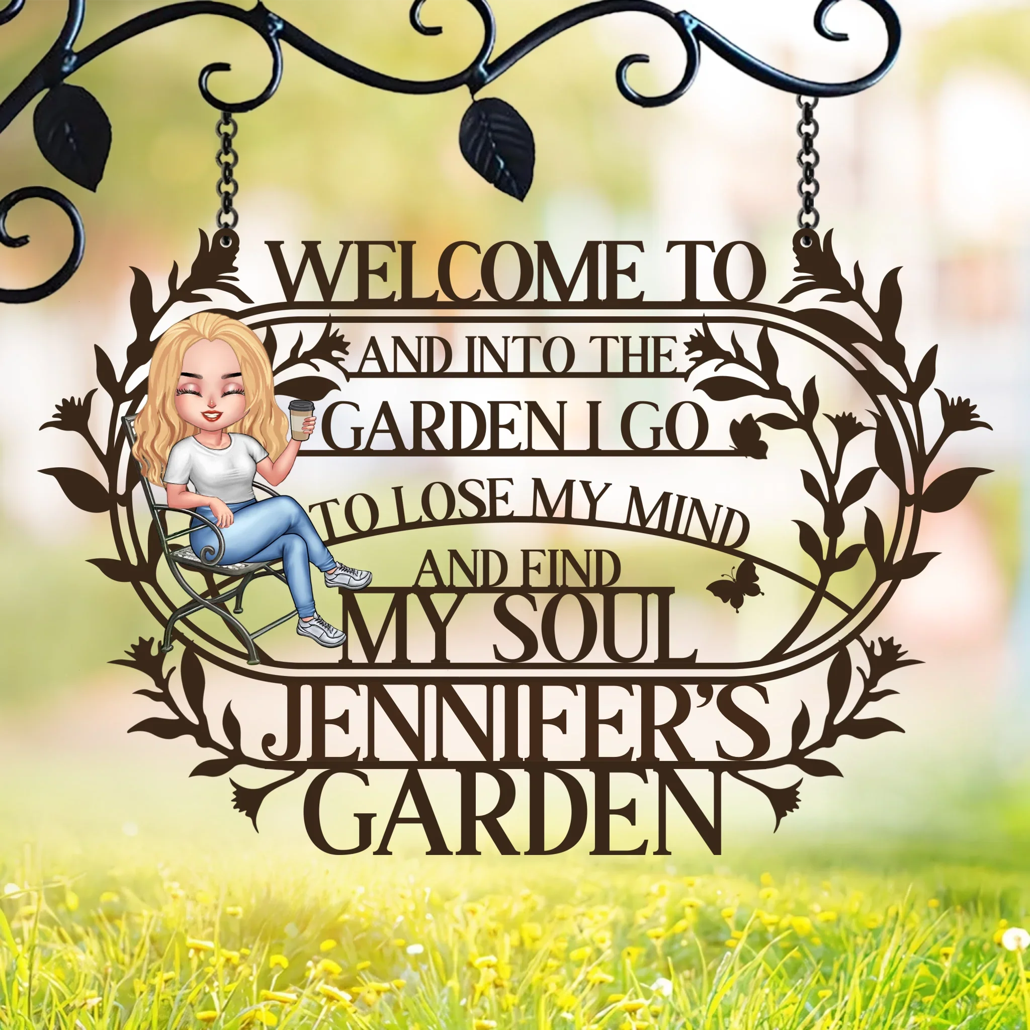 Personalized Welcome To My Garden Metal Sign - Gift Idea For Garden Owners - And Into The Garden I Go To Lose My Mind And Find My Soul