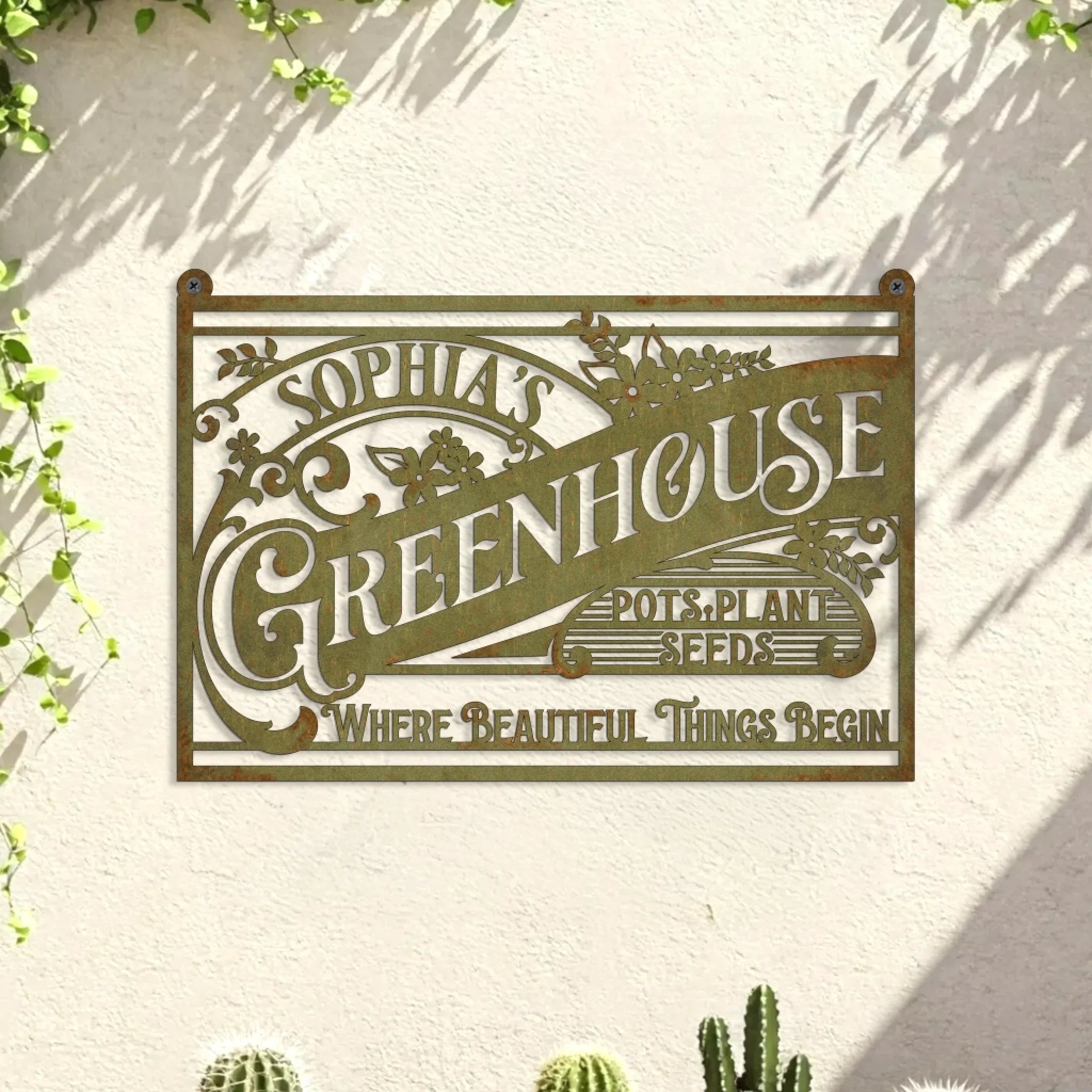Personalized Greenhouse Metal Sign - Gift Idea For Garden Lovers - Where Beautiful Things Begin