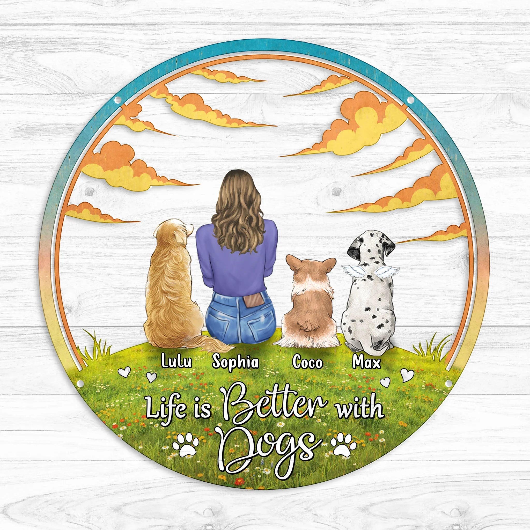 Personalized Dog Mom Metal Sign - Gift Idea For Dog Lover - Life Is Better With Dogs