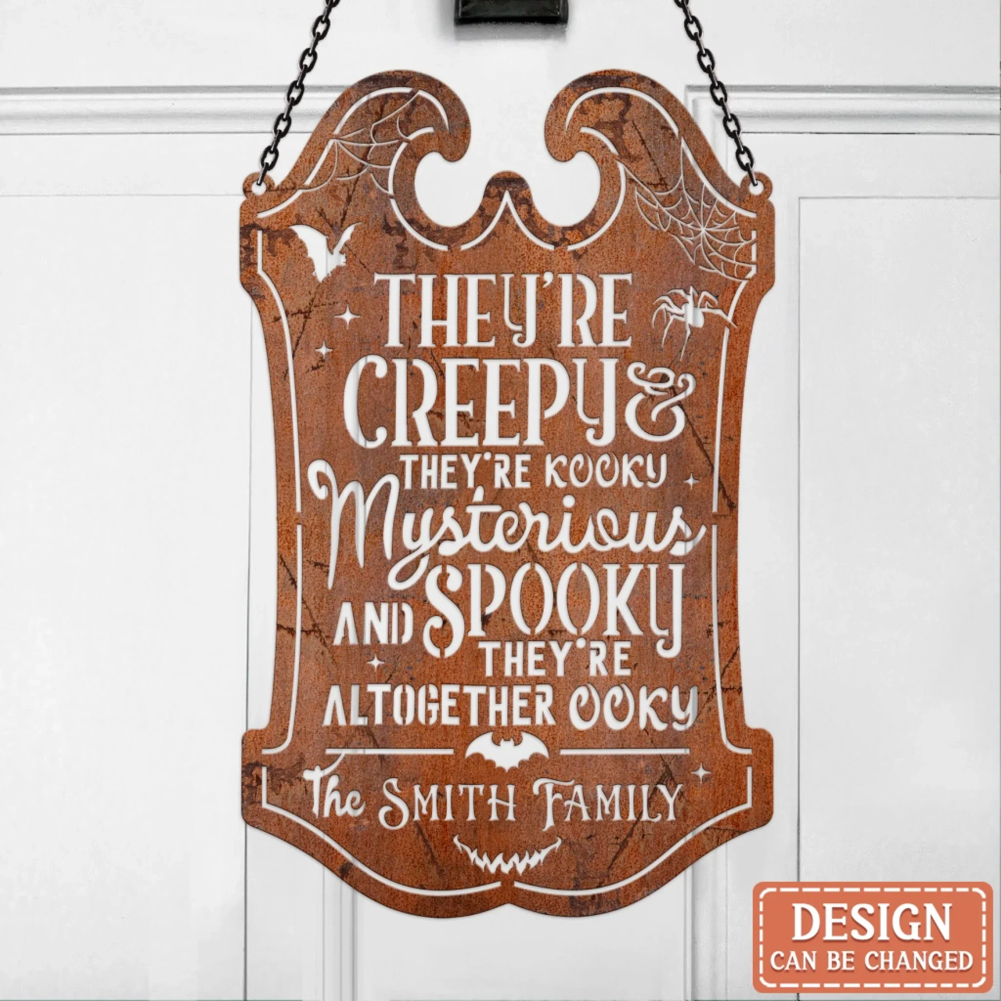 Personalized Spooky Family Metal Sign - Gift Idea For Family - They're Creepy They're Kooky Mysterious And Spooky They're Altogether Ooky