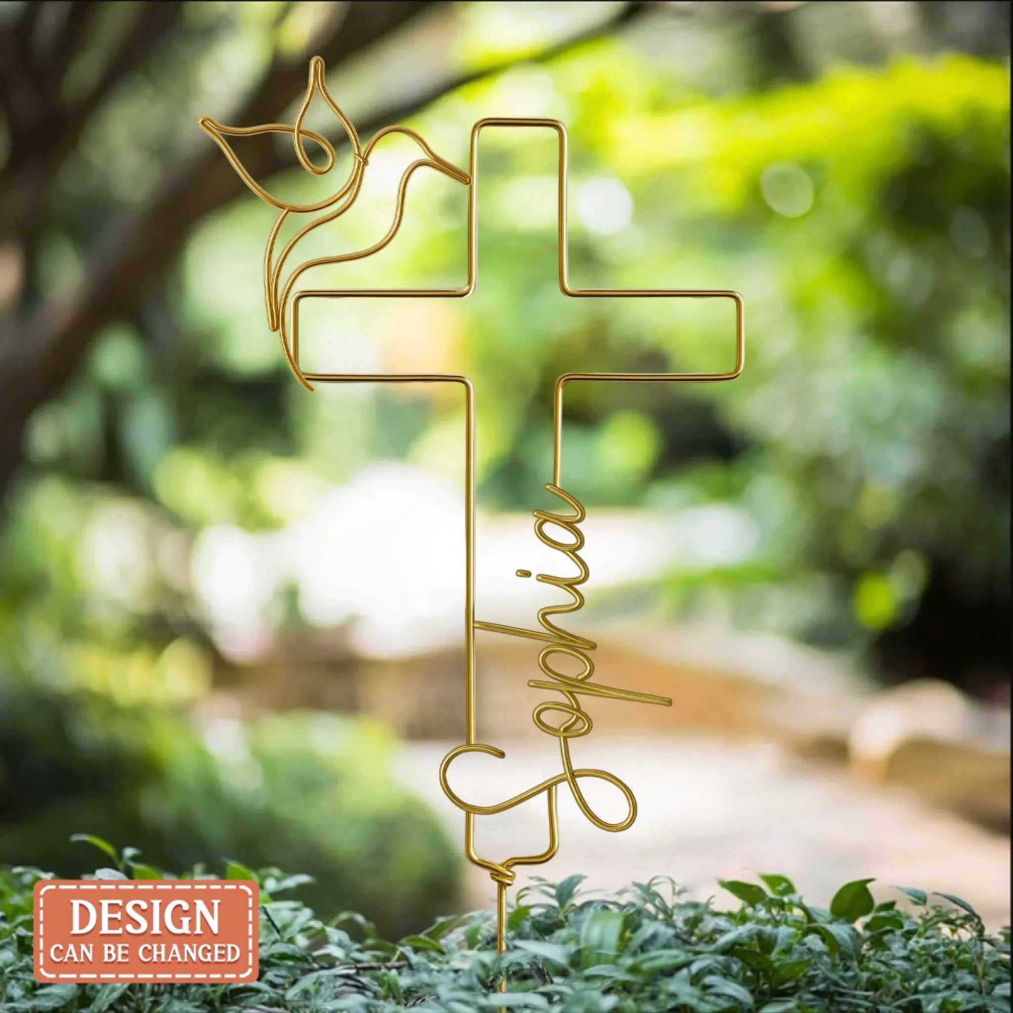 Personalized Memorial Cross Line Art Metal Sign - Memorial Gift Idea