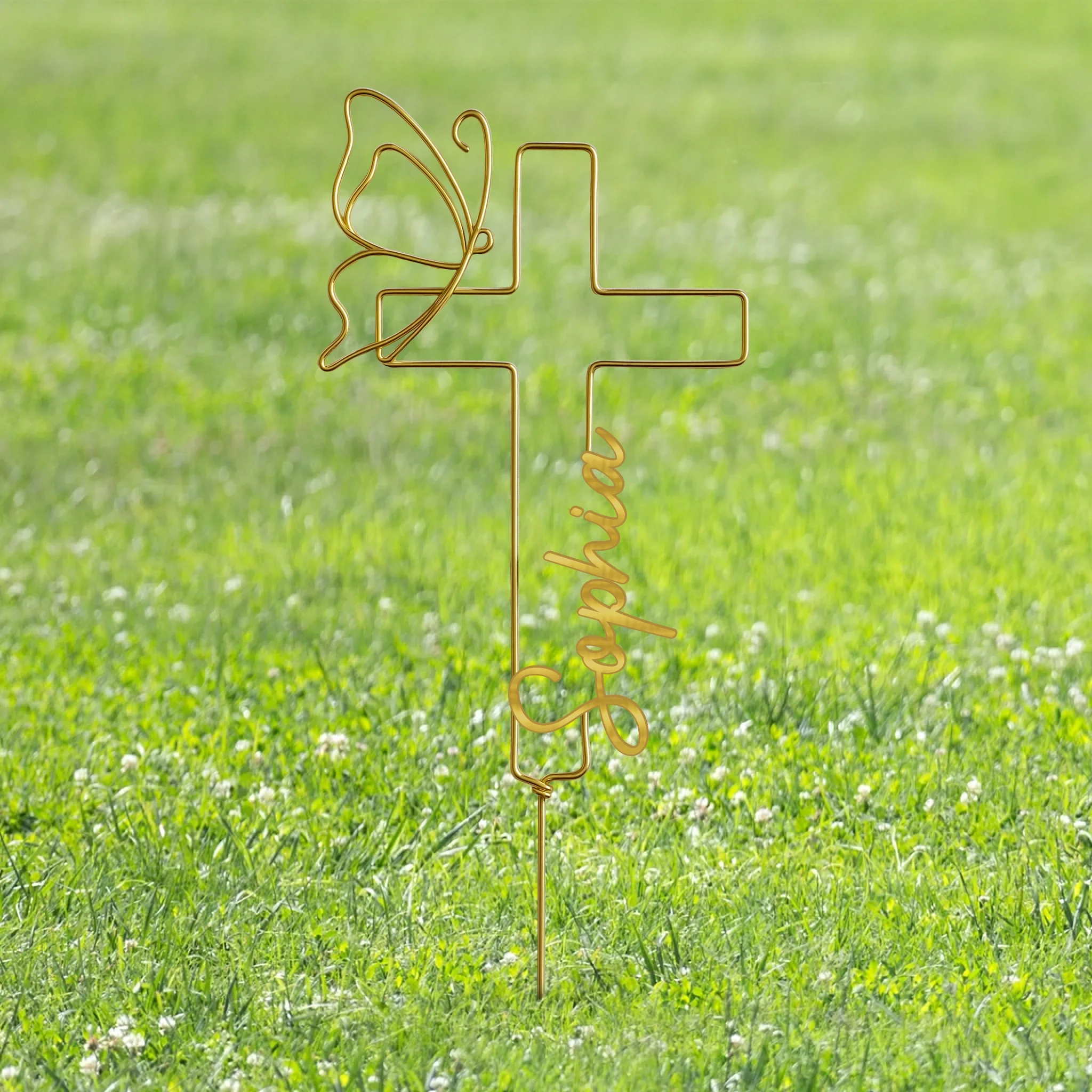 Personalized Memorial Cross Line Art Metal Sign - Memorial Gift Idea