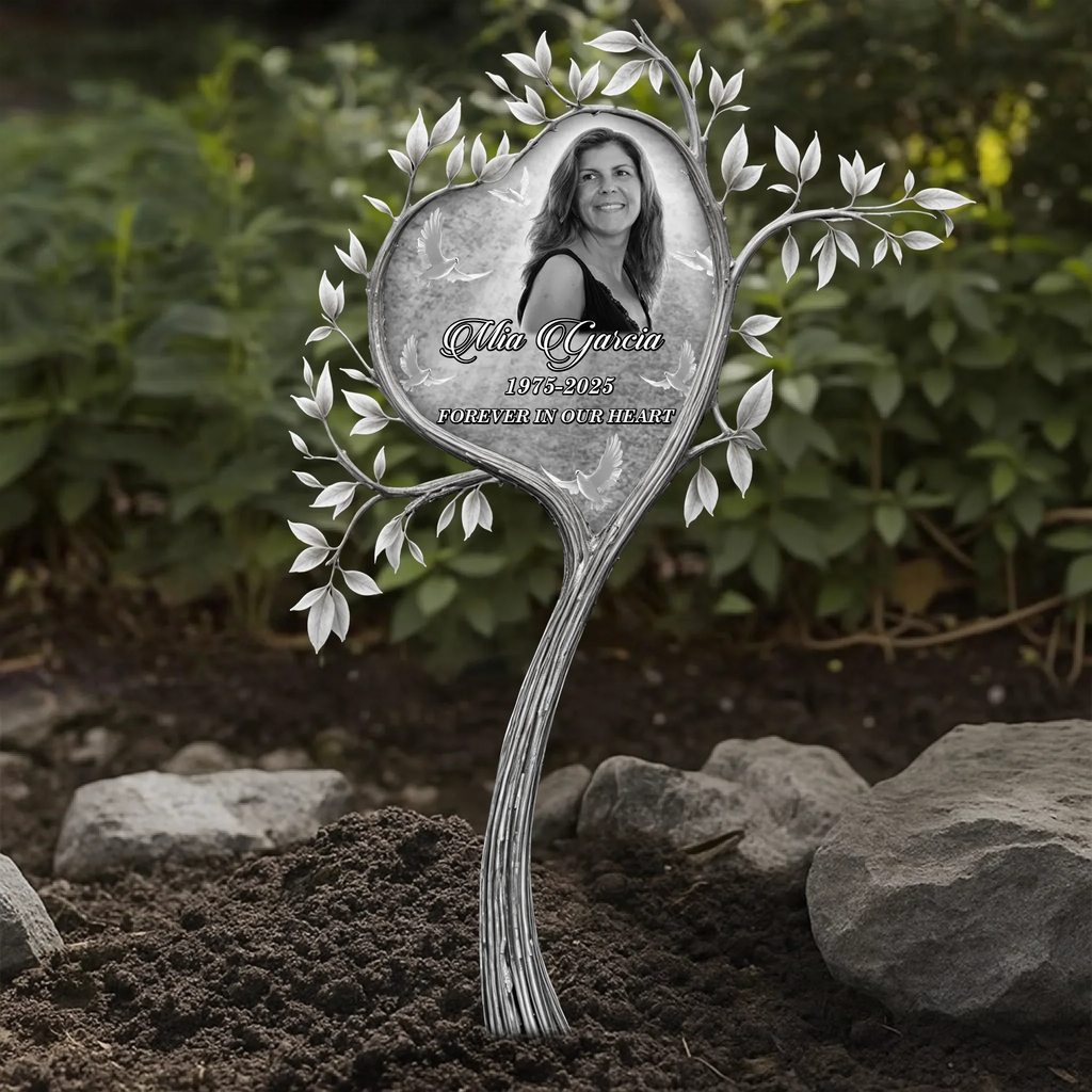 Custom Personalized Memorial  Heart Shape Tree Metal Sign - Memorial Gift Idea - Upload Photo