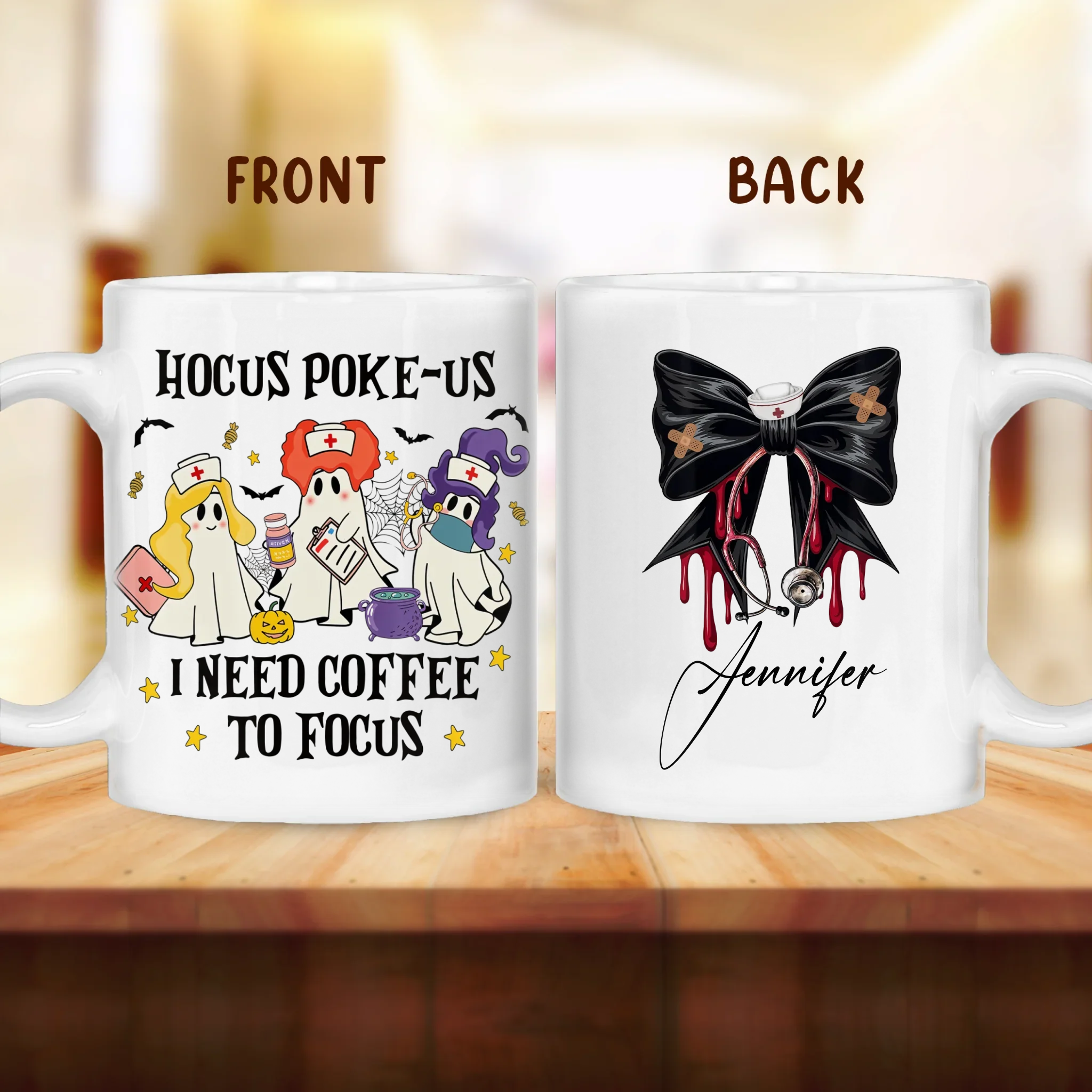 Personalized Hocus Poke Us Nurse Coffee Mug - Gift Idea For Nurse - I Need Coffee To Focus
