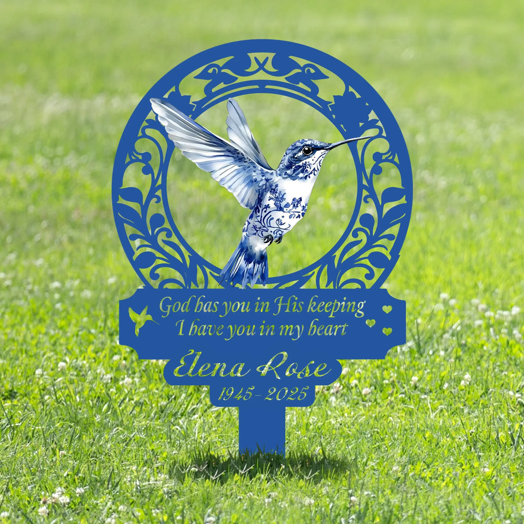 Personalized Memorial Metal Sign- Sympathy Remembrance Gift - God Has You In His Keeping I Have You In My Heart