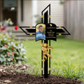 Personalized Memorial Angel Cross Garden Stake Metal Sign - Memorial Gift Idea - Upload Photo - In Memory Of