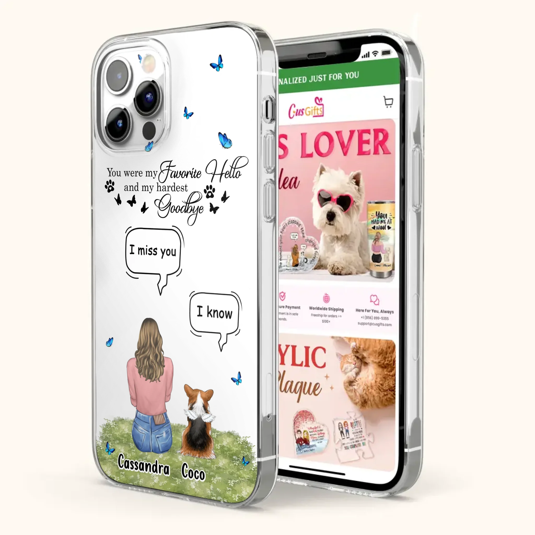 Personalized Pet Phone Case - Upto 4 Pets - Mother's Day Gift Idea For Couple/Dog/Cat Lover - You Were My Favorite Hello - Case For iPhone/Samsung