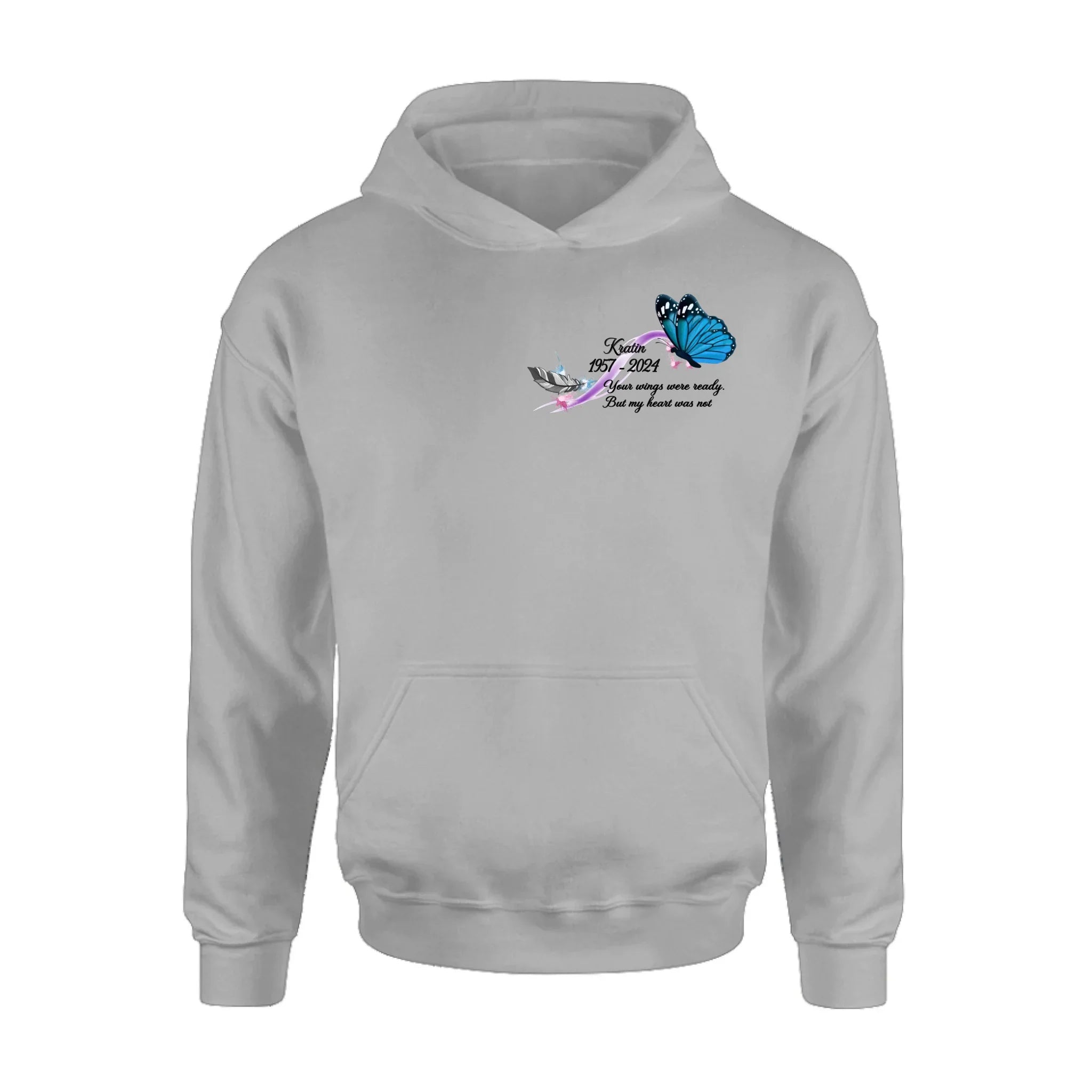 Personalized Memorial Butterfly Shirt/Hoodie - Gift Idea For Loss Of Family Member - Your Wings Were Ready But My Heart Was Not