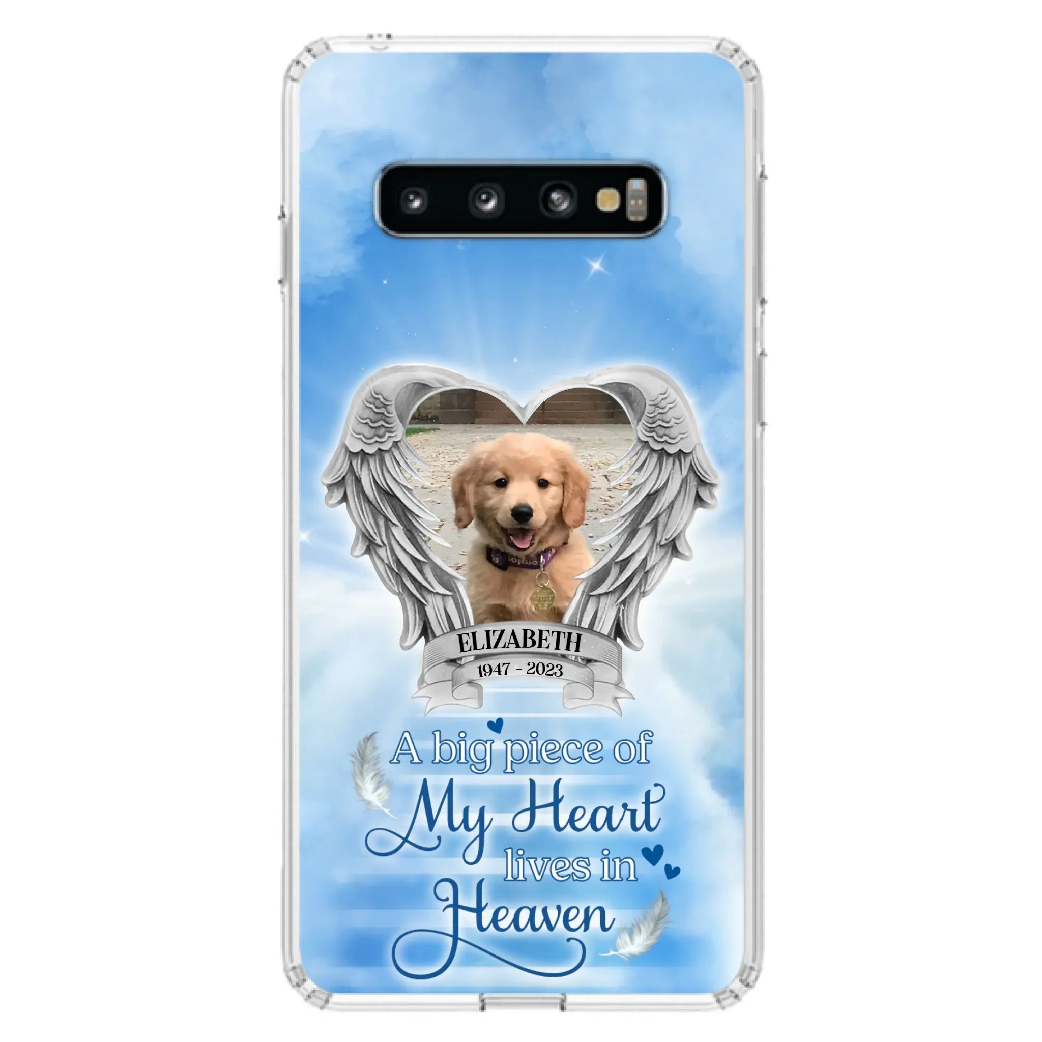 Custom Personalized Memorial Phone Case - Upload Photo - Memorial Gift Idea For Family Member/ Pet Owner - A Big Piece Of My Heart Lives In Heaven - Case For iPhone And Samsung
