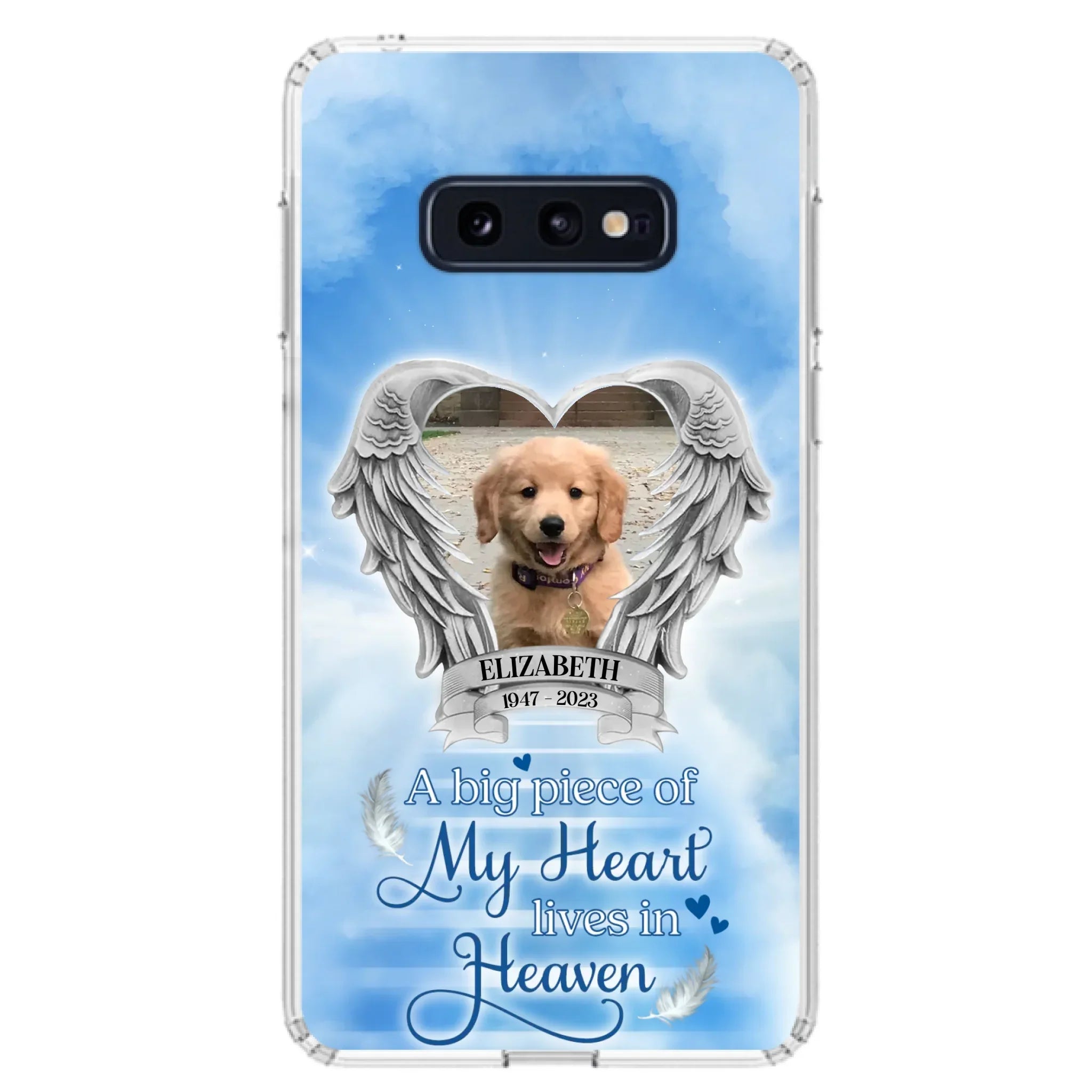 Custom Personalized Memorial Phone Case - Upload Photo - Memorial Gift Idea For Family Member/ Pet Owner - A Big Piece Of My Heart Lives In Heaven - Case For iPhone And Samsung