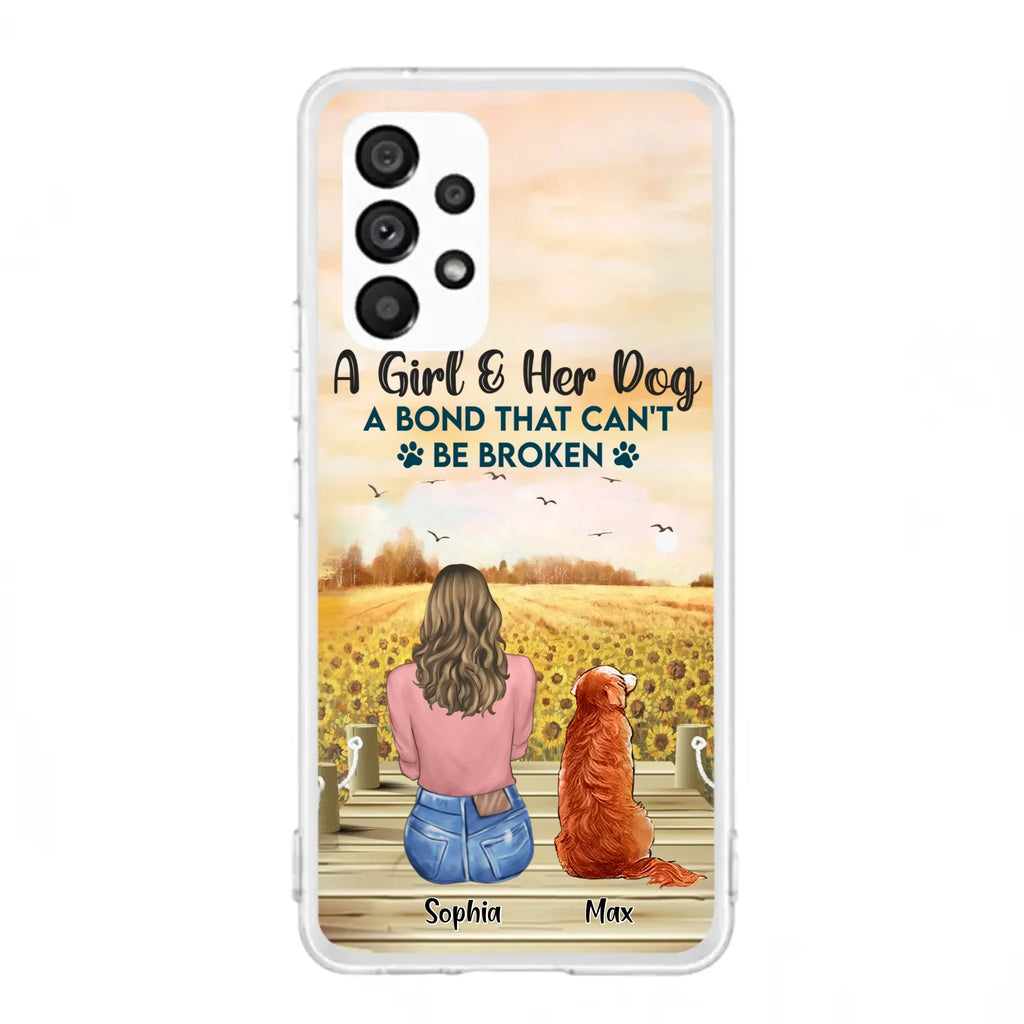 Custom Personalized Dog Mom Phone Case - Gift Idea For Dog Lover - A Girl & Her Dog A Bond That Can't Be Broken - Case For iPhone/ Samsung