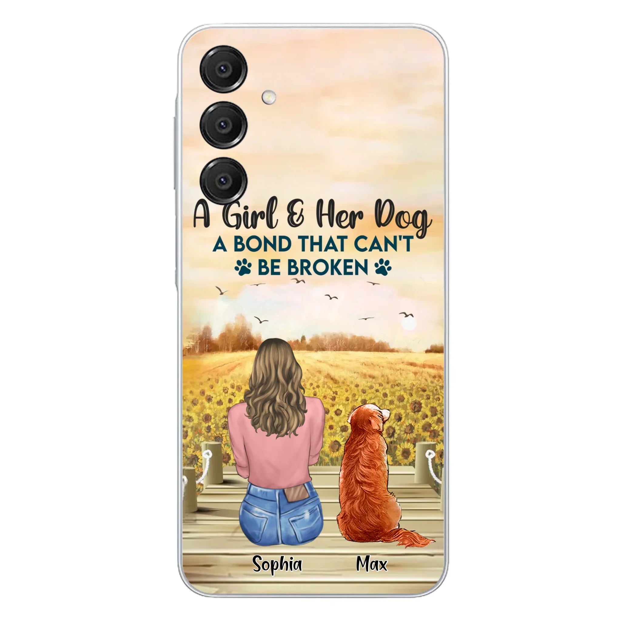 Custom Personalized Dog Mom Phone Case - Gift Idea For Dog Lover - A Girl & Her Dog A Bond That Can't Be Broken - Case For iPhone/ Samsung