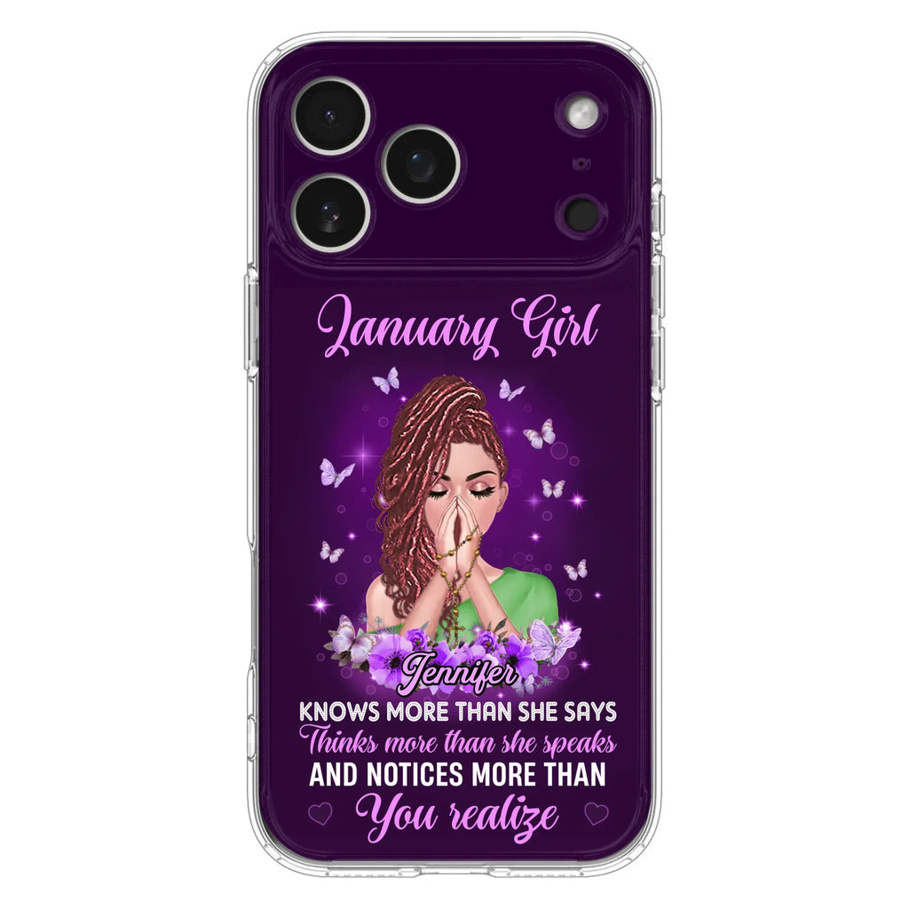 Custom Personalized Birthday Girl iPhone/ Samsung Phone Case - Gift Idea For Girl/ Friend/ Daughter - Knows More Than She Says