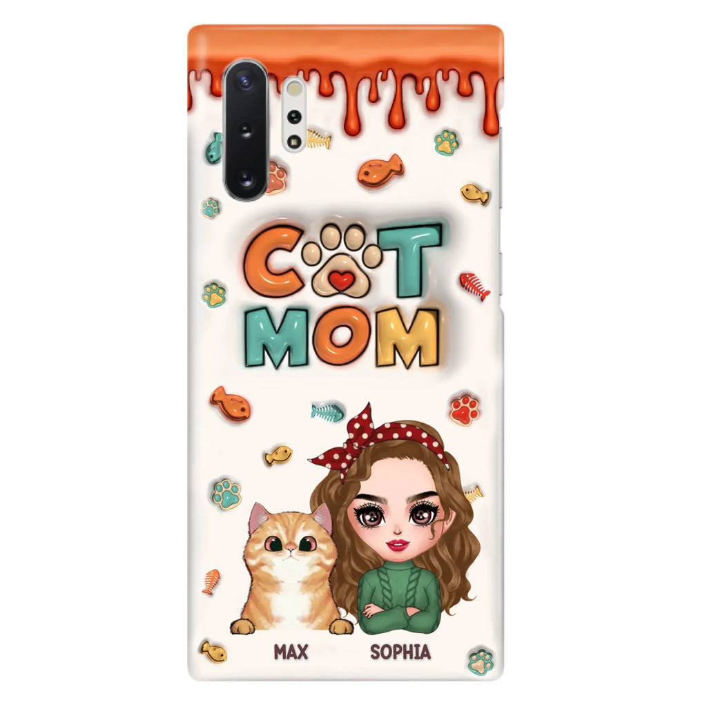 Custom Personalized Cat Mom iPhone/ Samsung Phone Case - Christmas Gift Idea For Cat Lover - Upto 4 Cats
