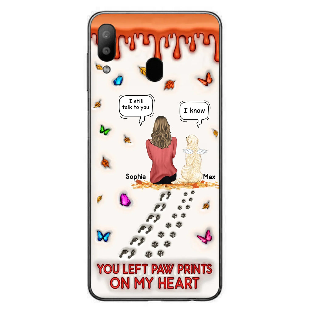 Custom Personalized Memorial Dog Phone Case - Memorial Gift Idea For Dog/Cat Lover - Case For iPhone/ Samsung - You Left Paw Prints On My Heart