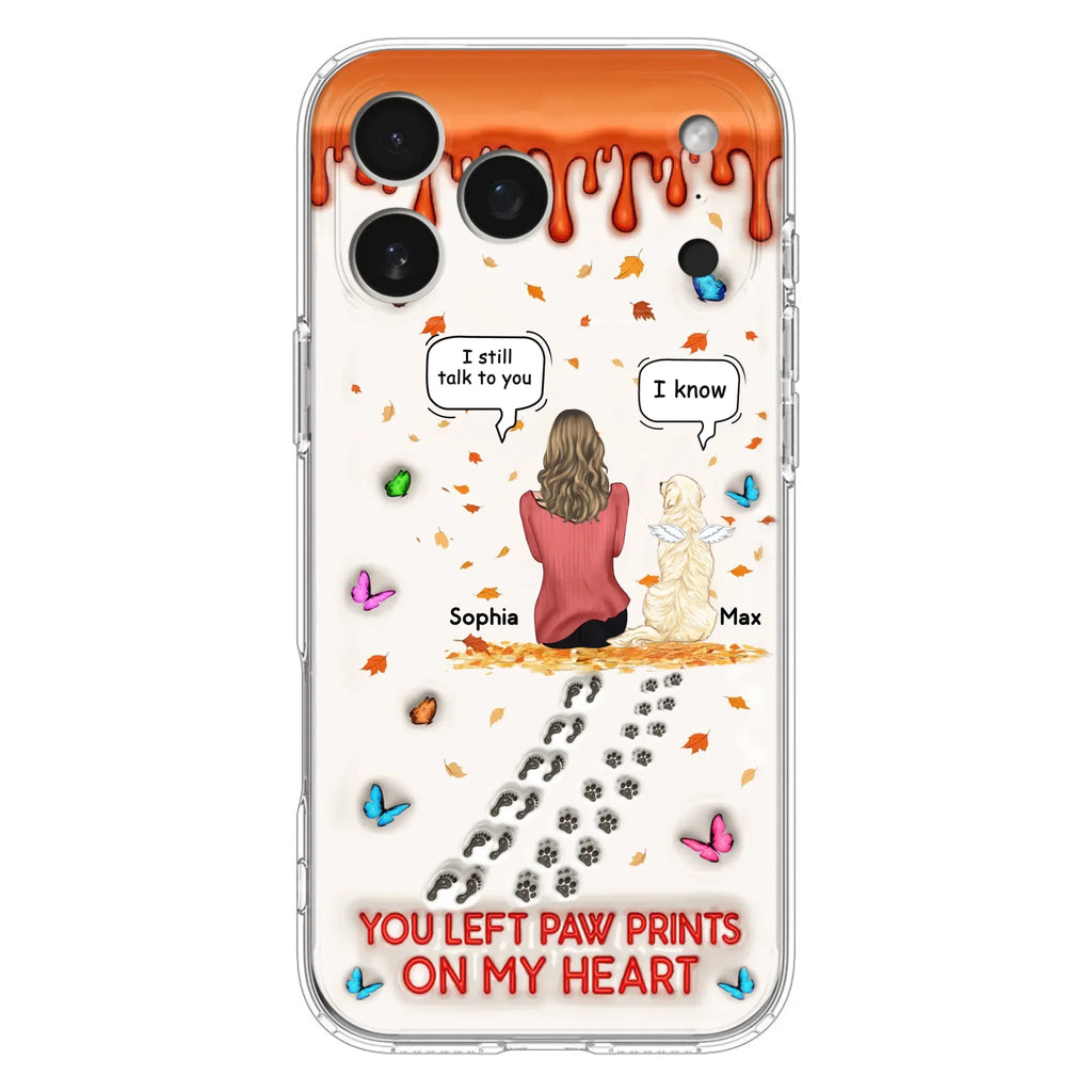 Custom Personalized Memorial Dog Phone Case - Memorial Gift Idea For Pet Lover - Case For iPhone/ Samsung - You Left Paw Prints On My Heart