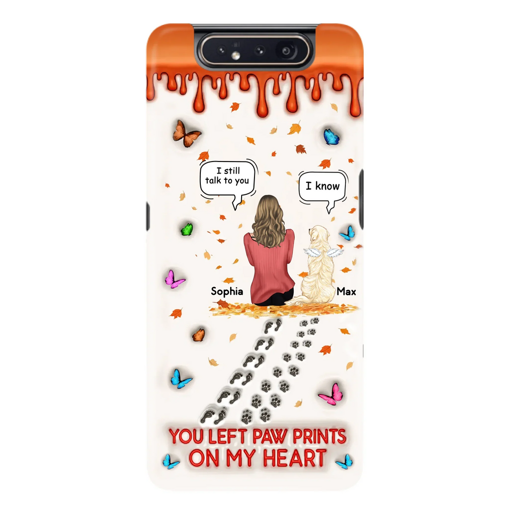 Custom Personalized Memorial Dog Phone Case - Memorial Gift Idea For Pet Lover - Case For iPhone/ Samsung - You Left Paw Prints On My Heart