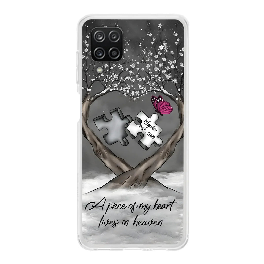 Custom Personalized Memorial Phone Case - Memorial Gift Idea For Family Member - Case For iPhone/ Samsung - A Piece Of My Heart Lives In Heaven