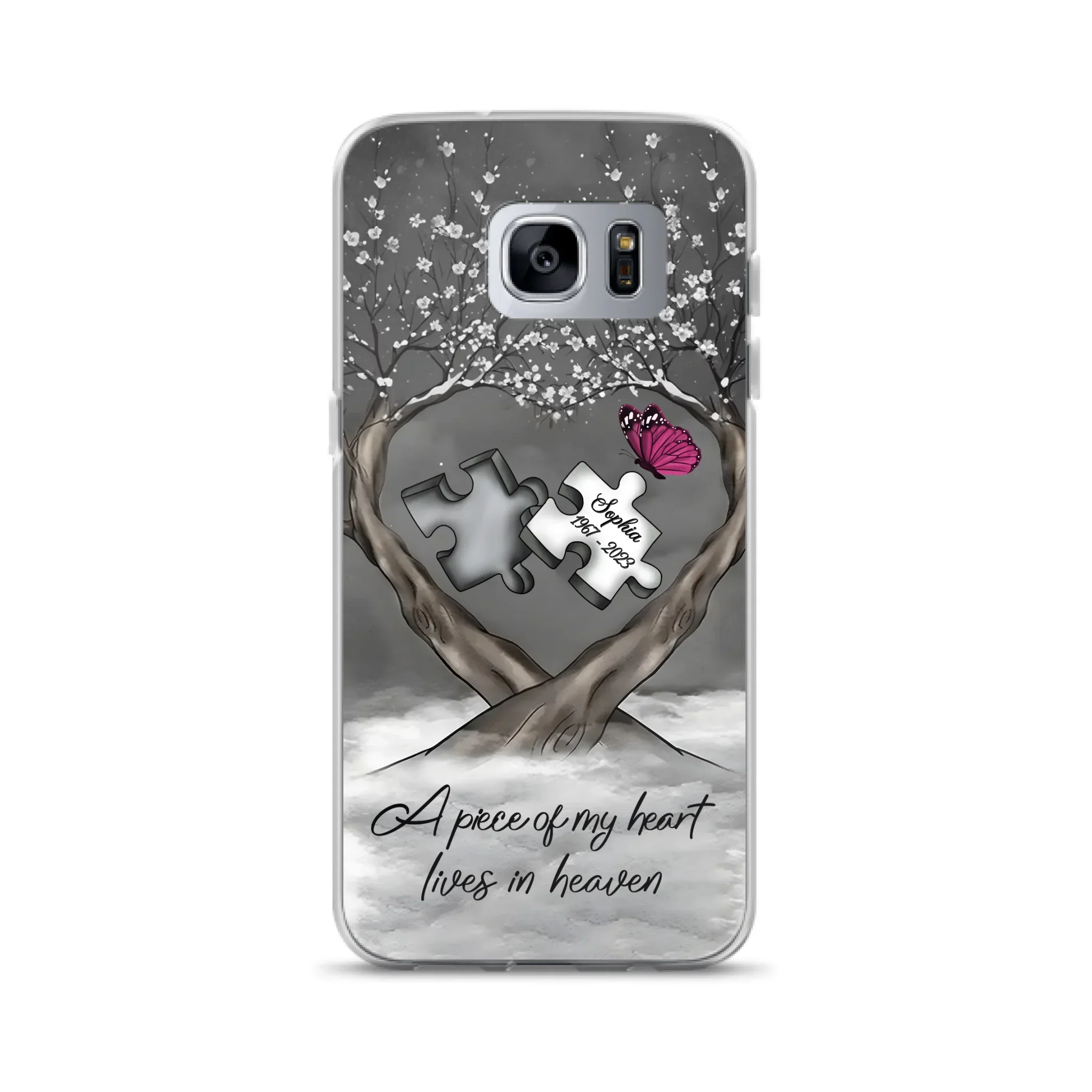 Custom Personalized Memorial Phone Case - Memorial Gift Idea For Family Member - Case For iPhone/ Samsung - A Piece Of My Heart Lives In Heaven