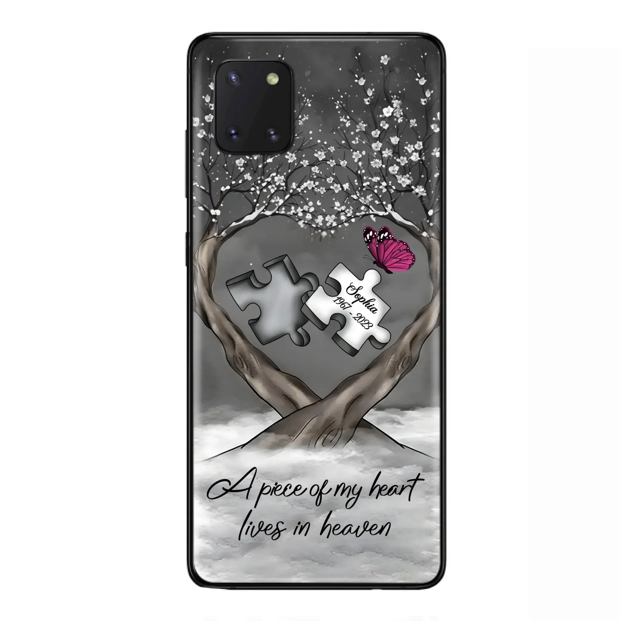 Custom Personalized Memorial Phone Case - Memorial Gift Idea For Family Member - Case For iPhone/ Samsung - A Piece Of My Heart Lives In Heaven