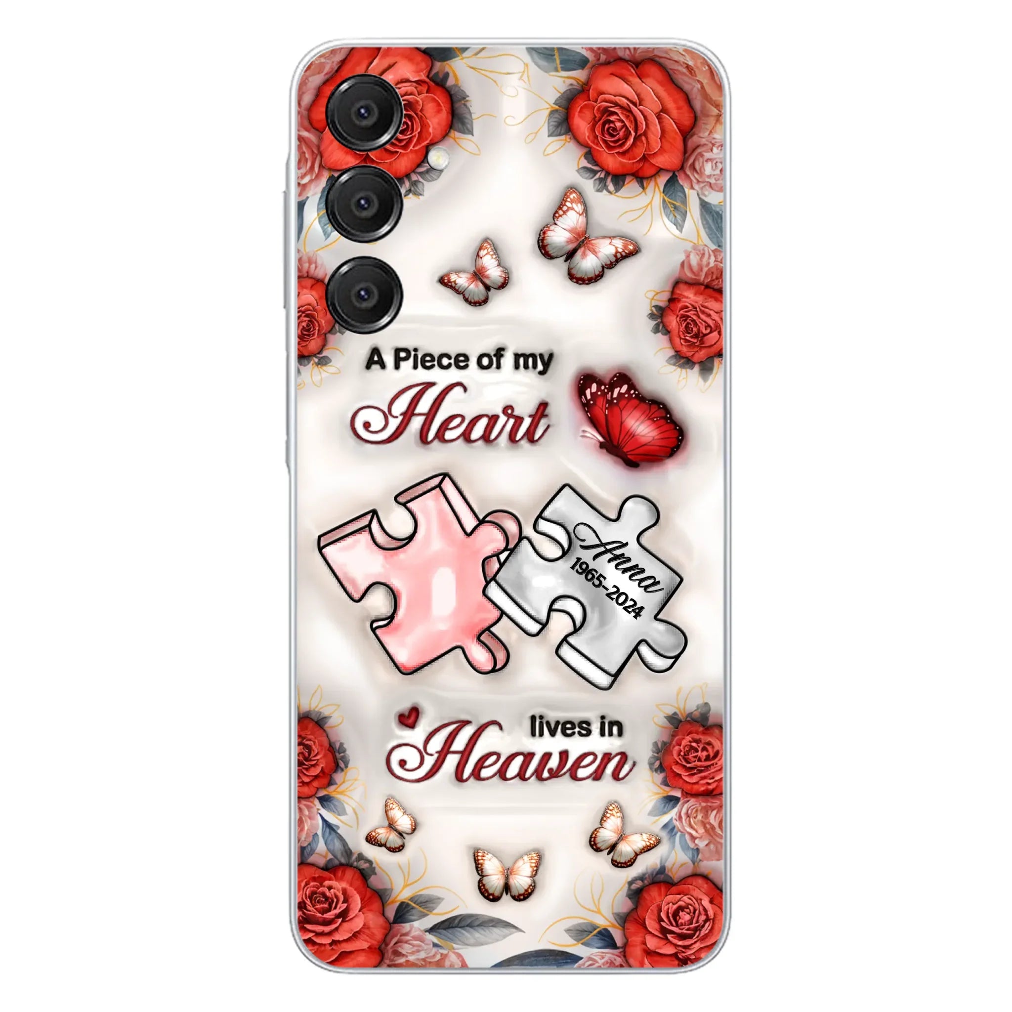 Custom Personalized Memorial Phone Case - Memorial Gift Idea - Case For iPhone/ Samsung - A Piece Of My Heart Lives In Heaven