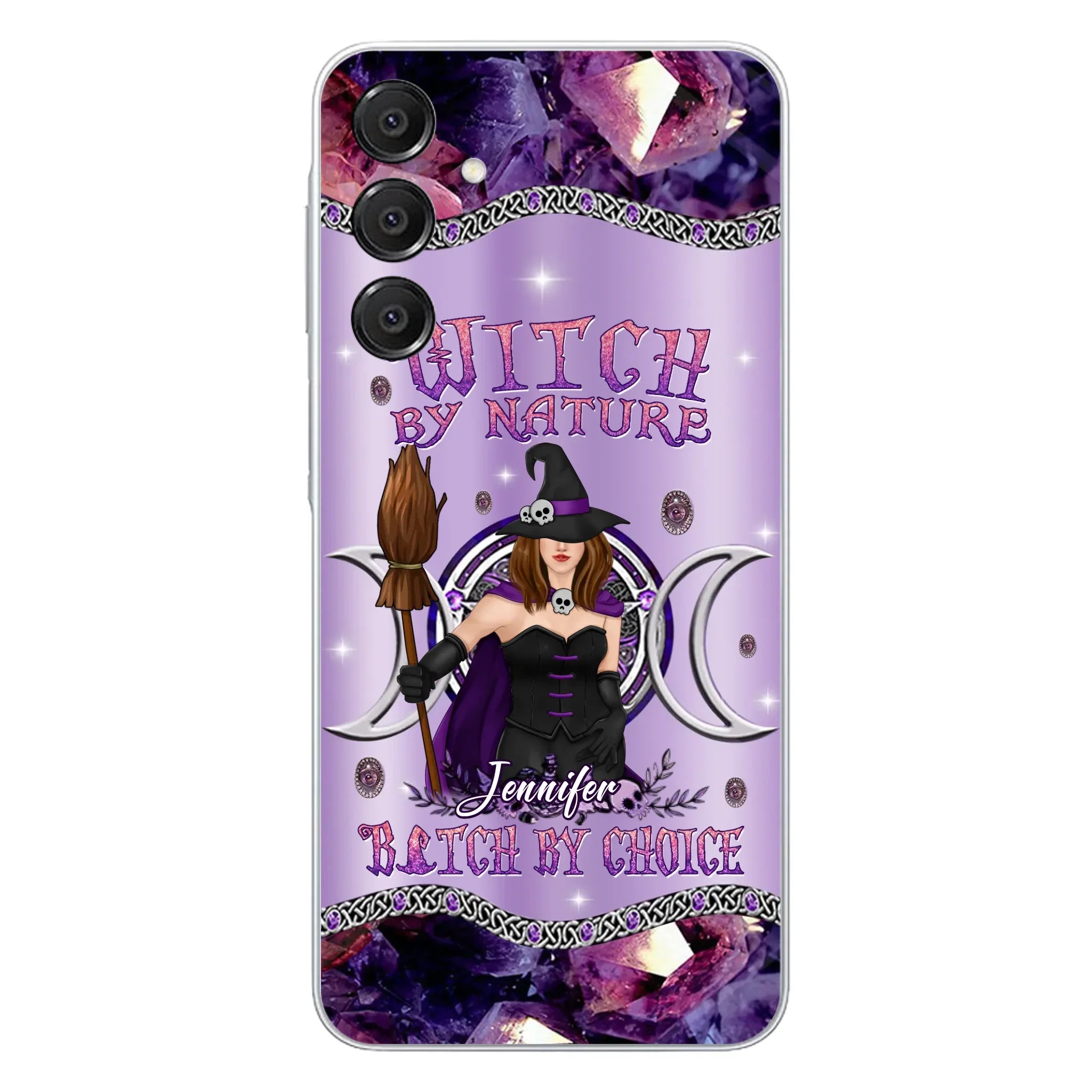 Custom Personalized Sparkling Witch Phone Case - Halloween Gift Idea - Witch By Birth - Case For iPhone/ Samsung