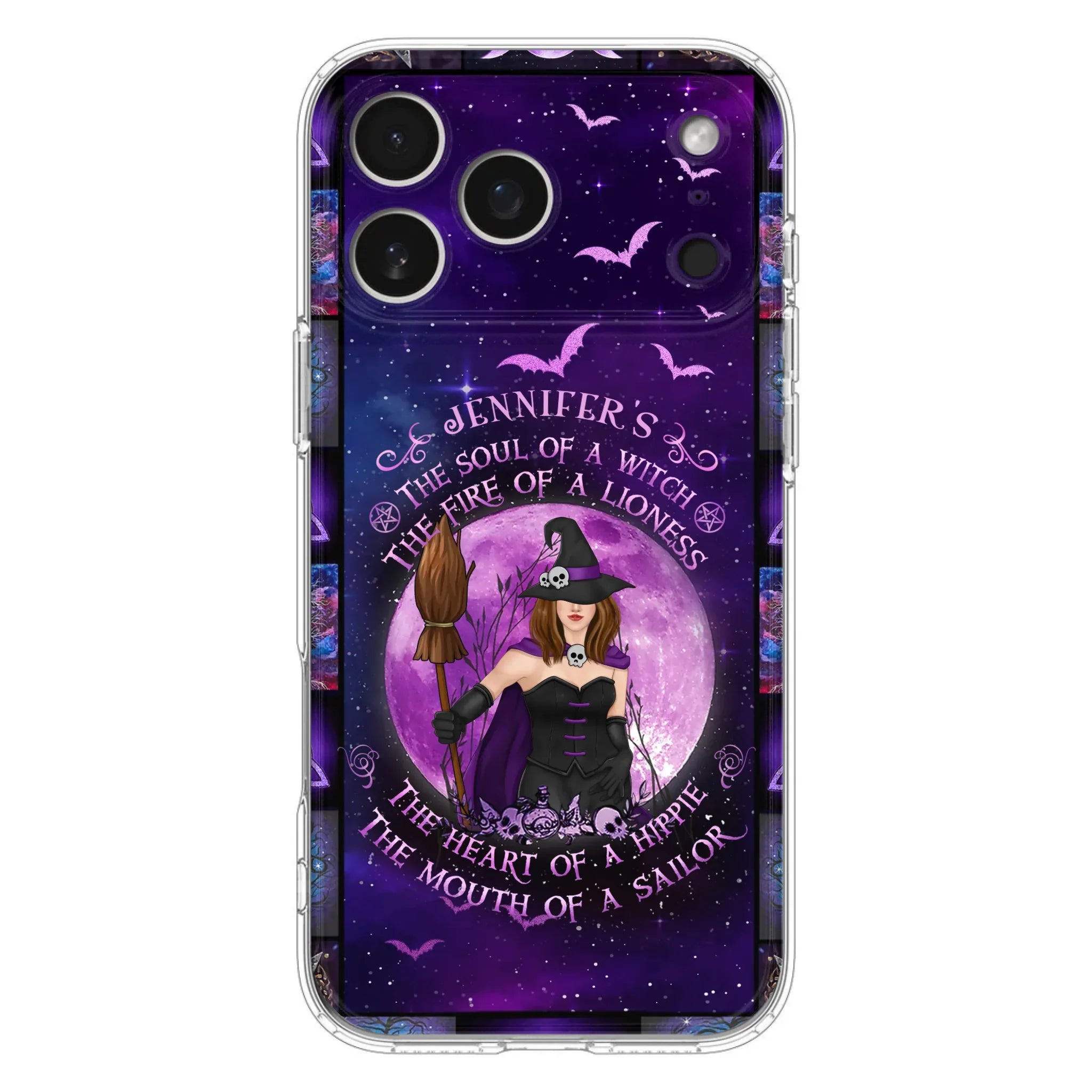 Custom Personalized Witch Purple Phone Case - Halloween Gift Idea - The Soul Of A Witch The Fire Of A Lioness - Case for iPhone/ Samsung