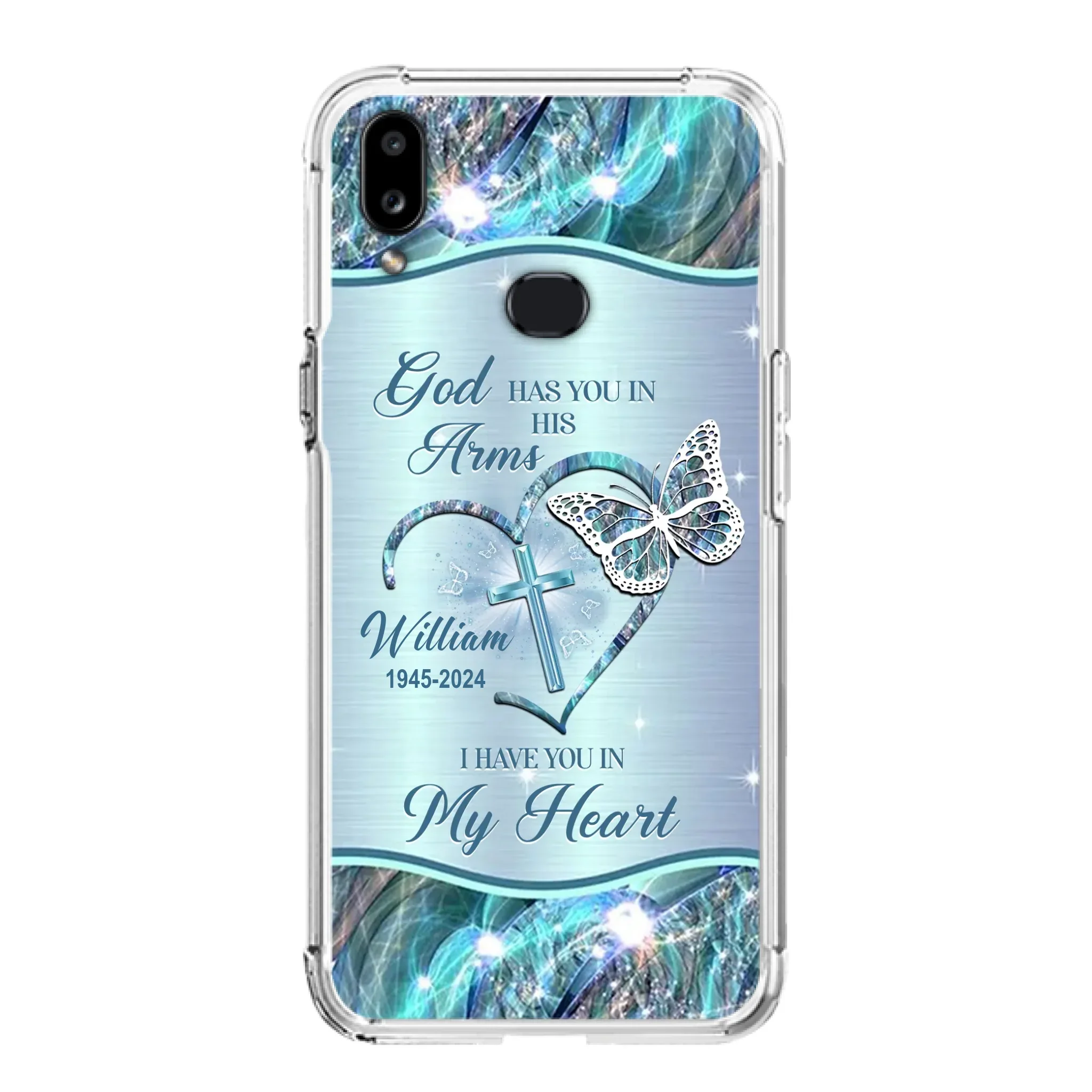 Custom Personalized Memorial Phone Case - Memorial Gift For Family Member - God Has You In His Arms I Have You In My Heart - Case For iPhone/ Samsung
