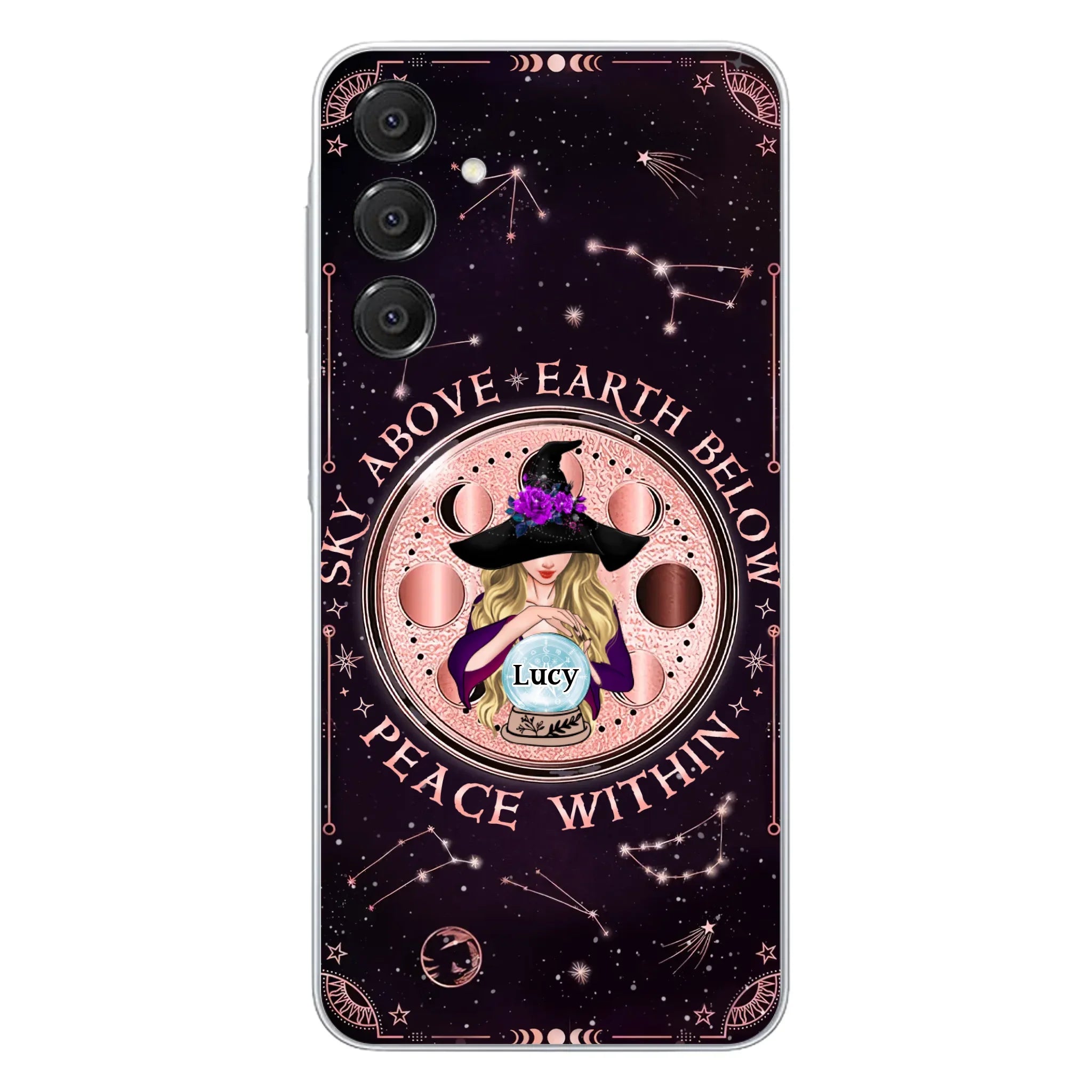 Custom Personalized Witch Phone Case - Gift Idea For Witch Lover - Sky Above Earth Below Peace Within - Case for iPhone/ Samsung