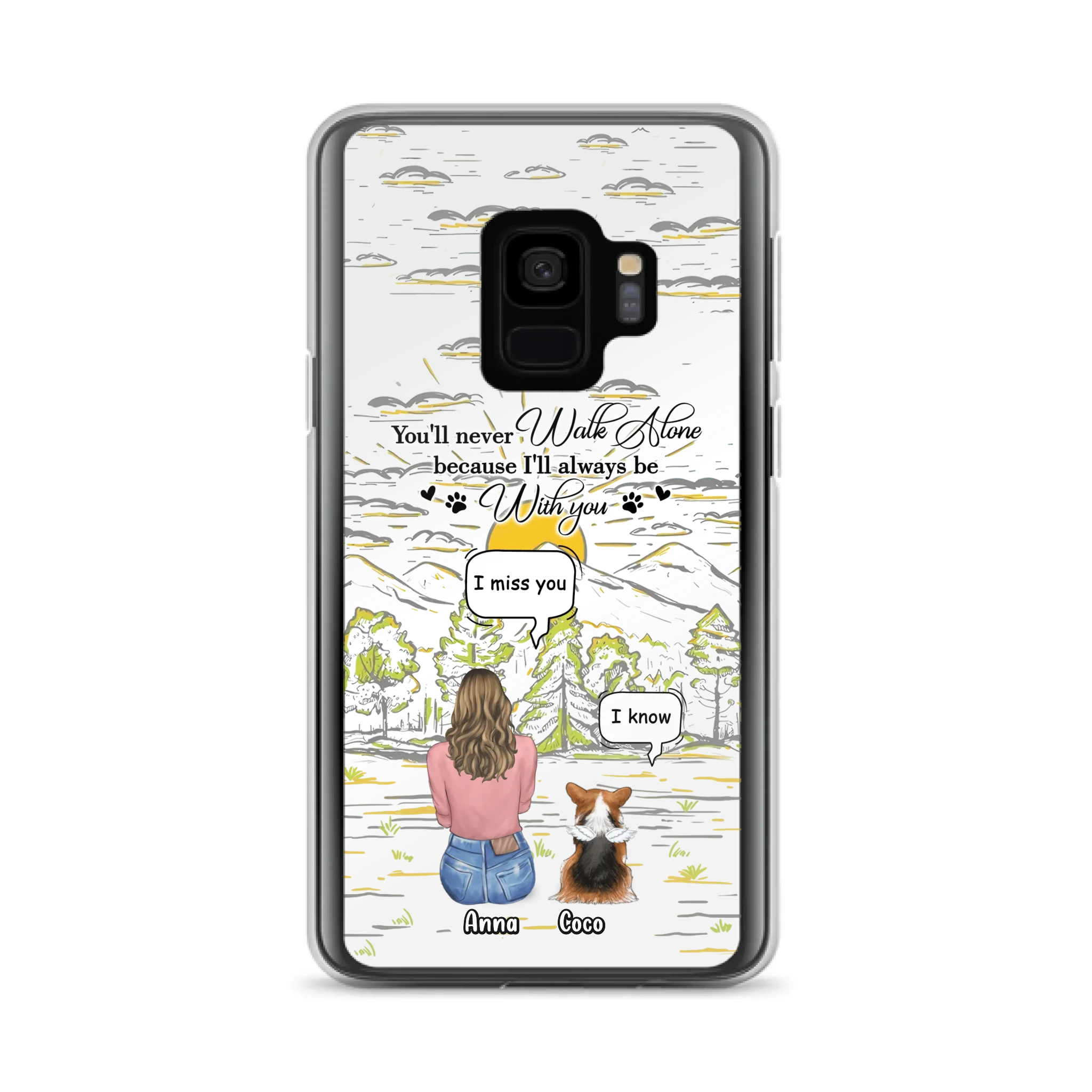 Custom Personalized Memorial iPhone/ Samsung Cases - Gift Idea For Pet Owner with up to 4 Pets - You'll Never Walk Alone Because I'll Always Be With You