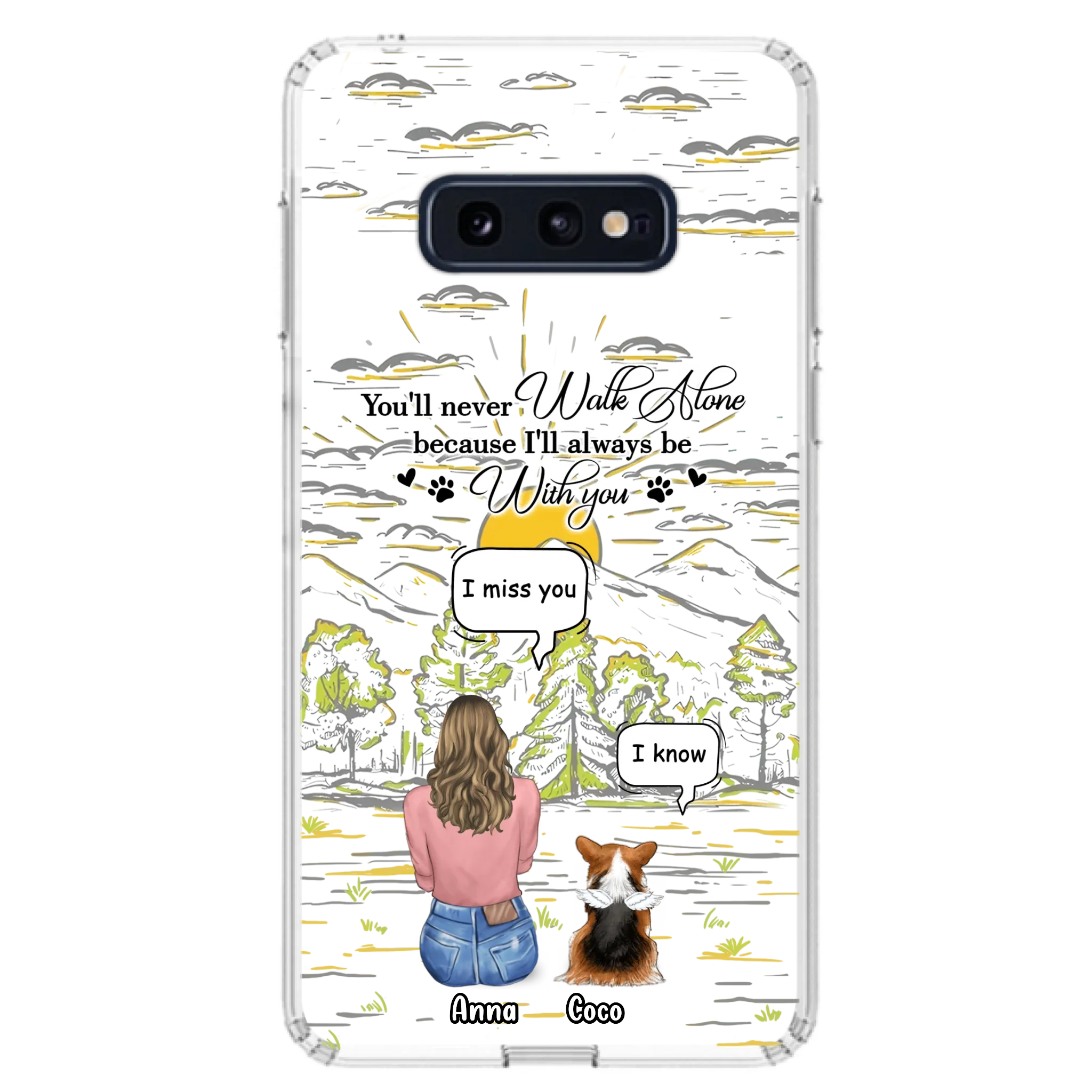 Custom Personalized Memorial iPhone/ Samsung Cases - Gift Idea For Pet Owner with up to 4 Pets - You'll Never Walk Alone Because I'll Always Be With You