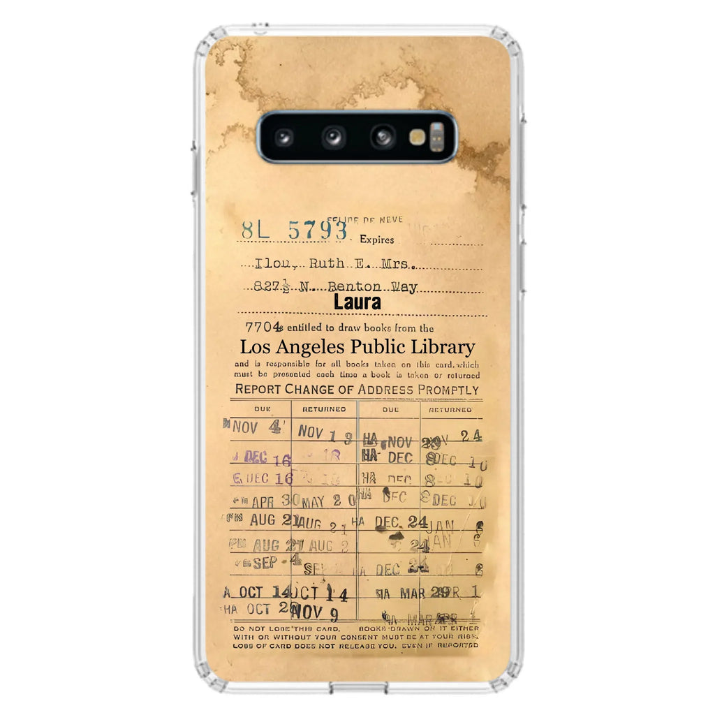 Custom Personalized Library Card Vintage Phone Case - Gift Idea For Reading Lover - Case For iPhone/ Samsung