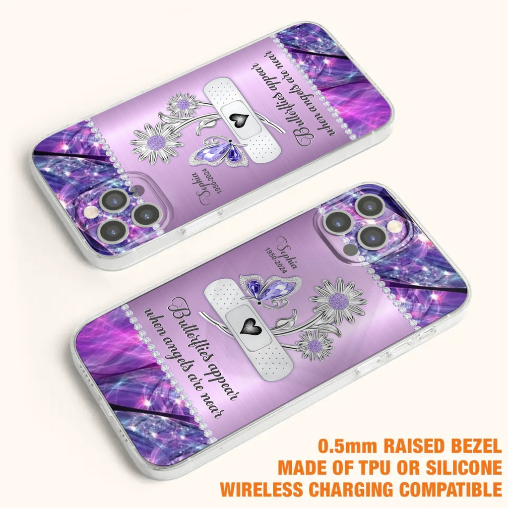 Custom Personalized Memorial Phone Case - Memorial Gift For Family Member - Butterflies Appear When Angels Are Near - Case For iPhone/ Samsung