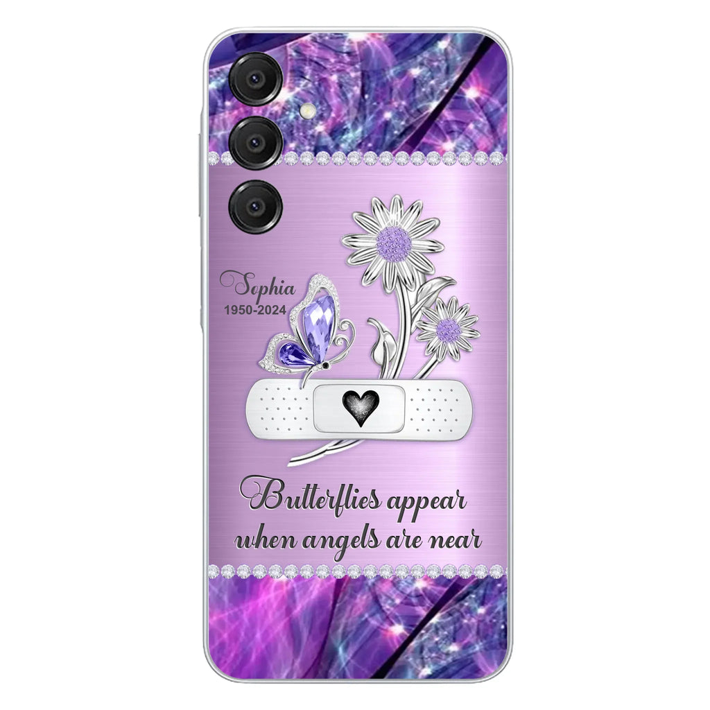 Custom Personalized Memorial Phone Case - Memorial Gift For Family Member - Butterflies Appear When Angels Are Near - Case For iPhone/ Samsung