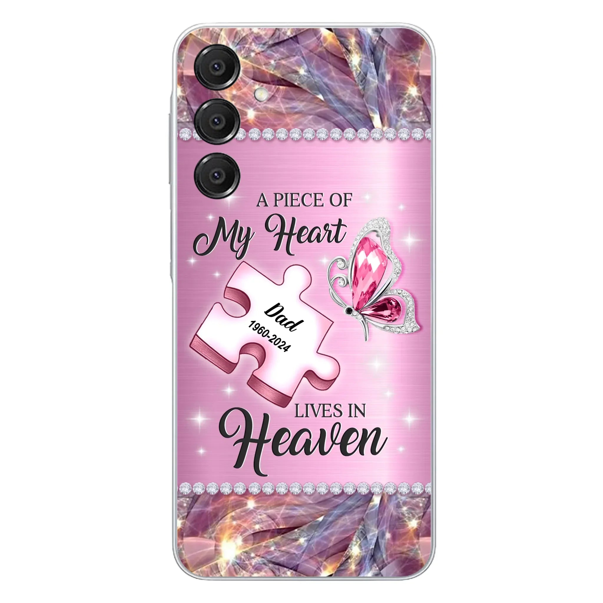 Custom Personalized Memorial Piece Phone Case - Memorial Gift Idea for Father's Day - A Piece Of My Heart Lives In Heaven - Case for iPhone/ Samsung