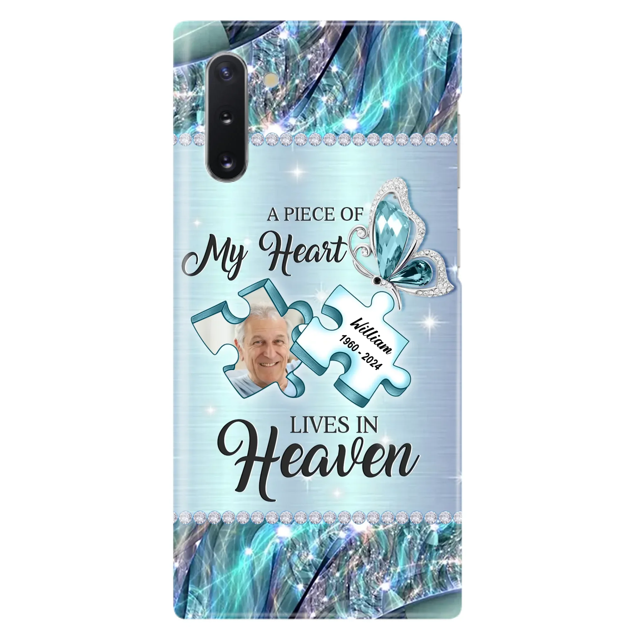 Custom Personalized Memorial Photo Phone Case - Memorial Gift Idea for Father's Day -  A Piece Of My Heart Lives In Heaven - Case for iPhone/Samsung