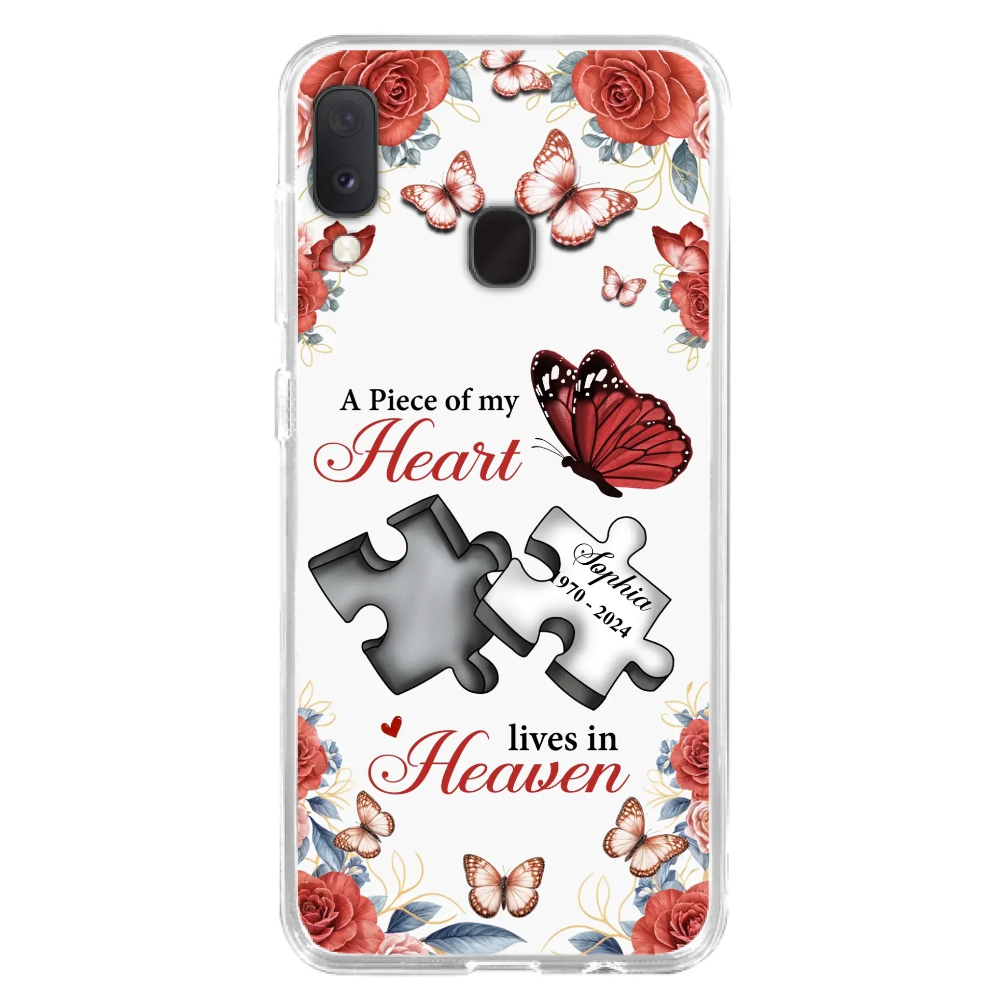 Custom Personalized Memorial Phone Case - Memorial Gift Idea - A Piece Of My Heart Lives In Heaven - Case for iPhone/Samsung