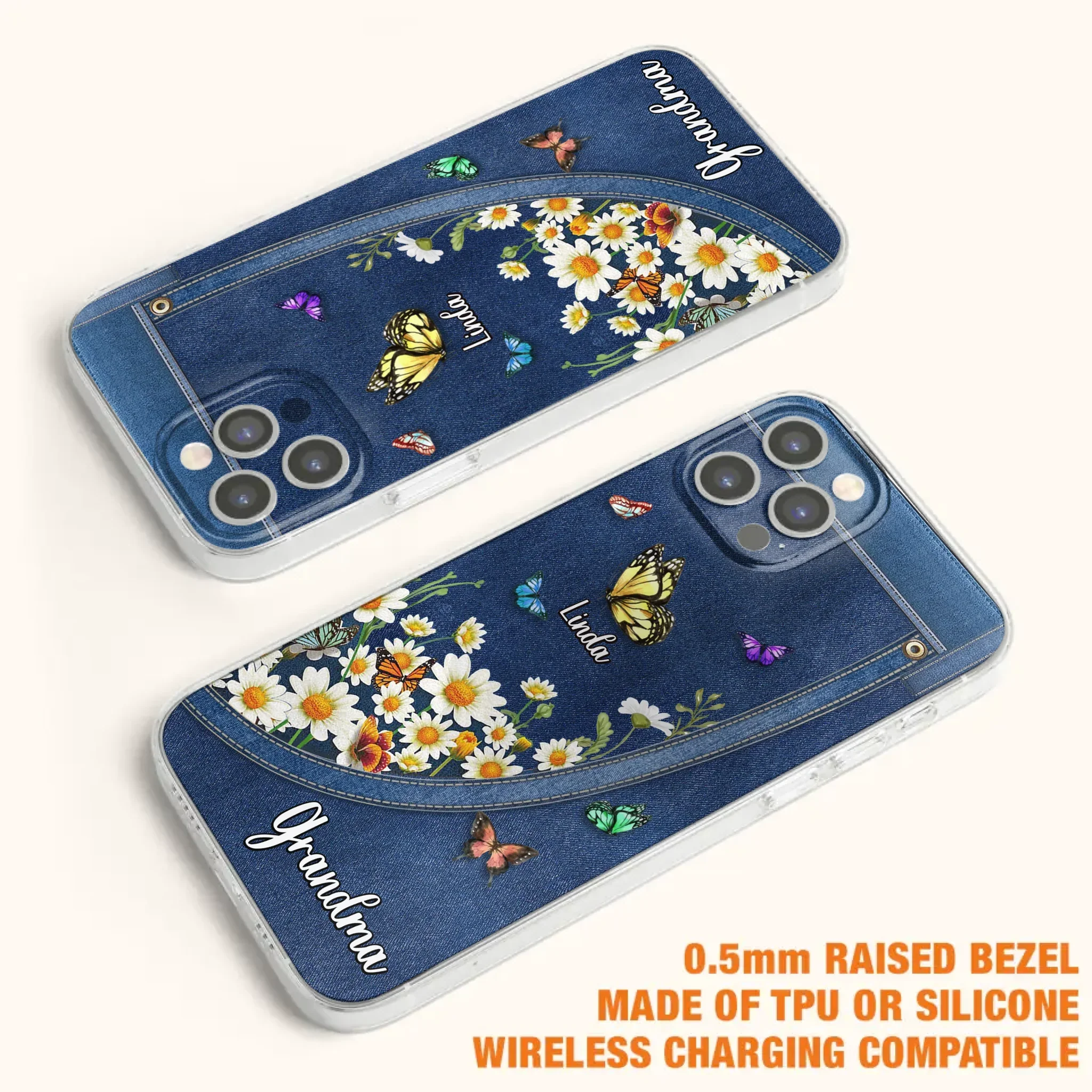 Custom Personalized Daisy And Butterfly Grandma Phone Case - Gift Idea For Grandma - Upto 10 Kids - Case For iPhone/Samsung